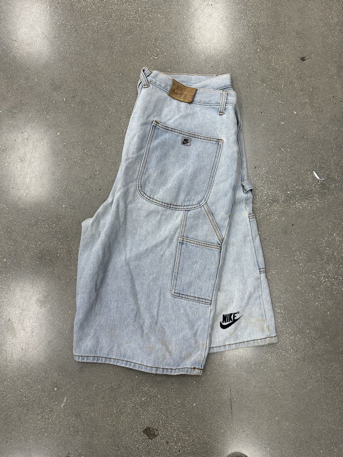 image of Vintage 90's Nike Denim Shorts Baggy Supreme Style in Light Blue, Men's (Size 40)