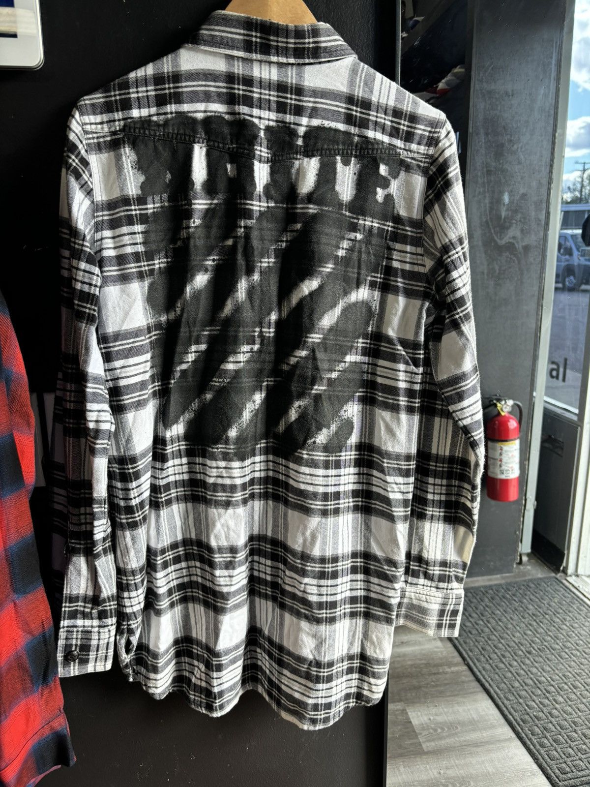 OFF-WHITE Check-Print Flannel Shirt Light Beige/Black