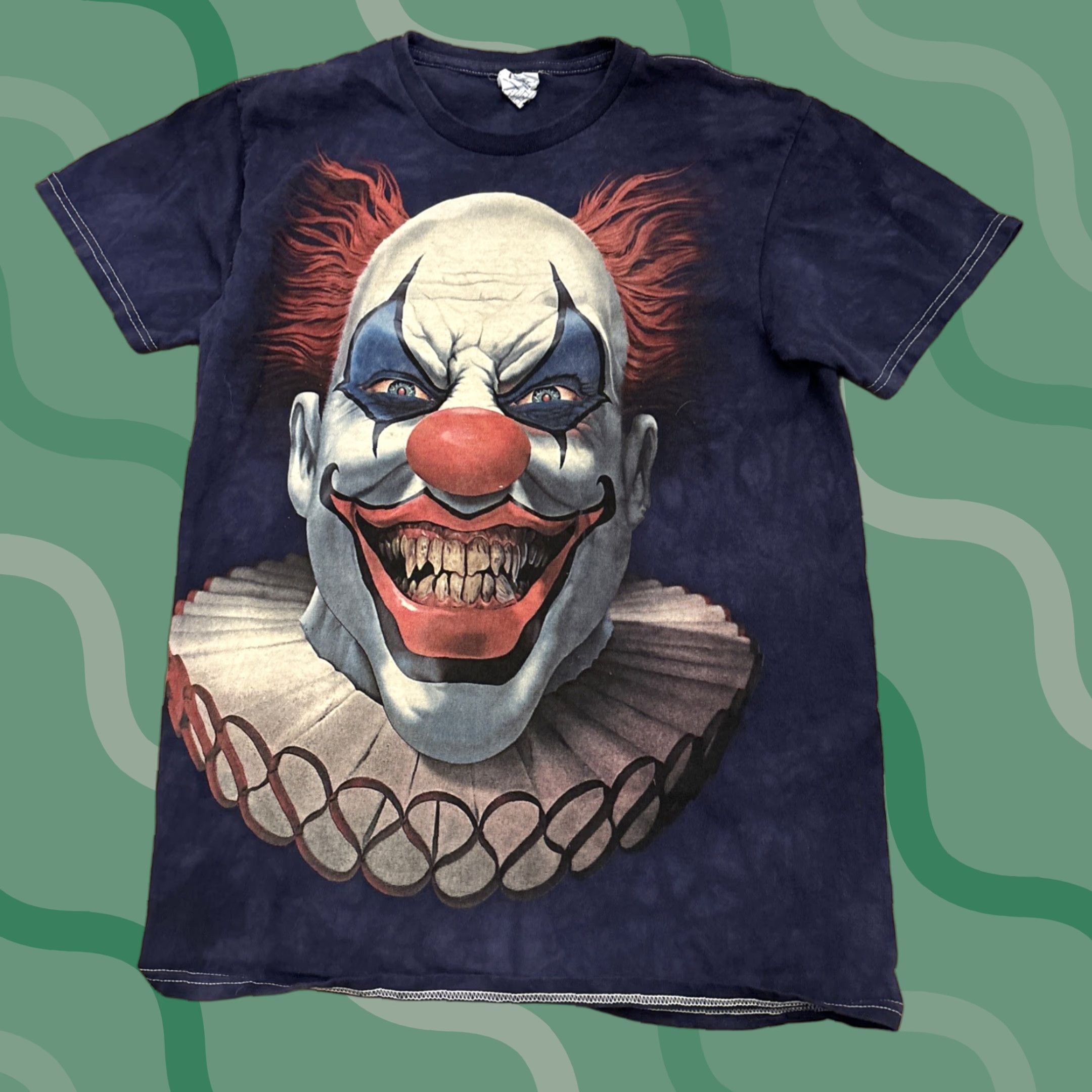 Delta VINTAGE Delta Scary Killer Clown T-Shirt Mens Size Small Blue Solid Horror Halloween Size US S / EU 44-46 / 1 - 1 Thumbnail