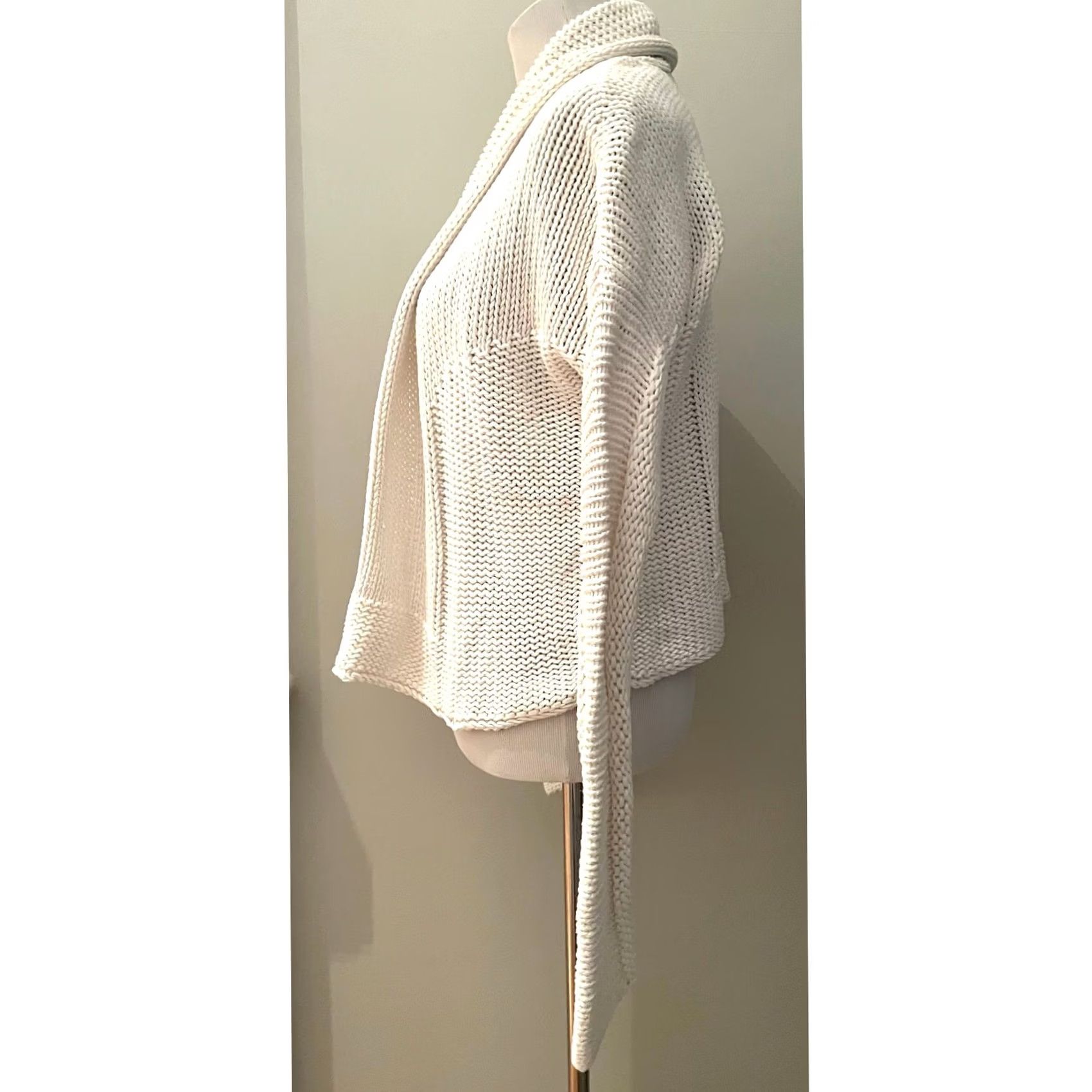 Nine West Nine West Women's Cardigan Open Front Chunky Knit Cotton Blend M White Sweater Knit Womens 90s? Size M / US 6-8 / IT 42-44 - 3 Thumbnail