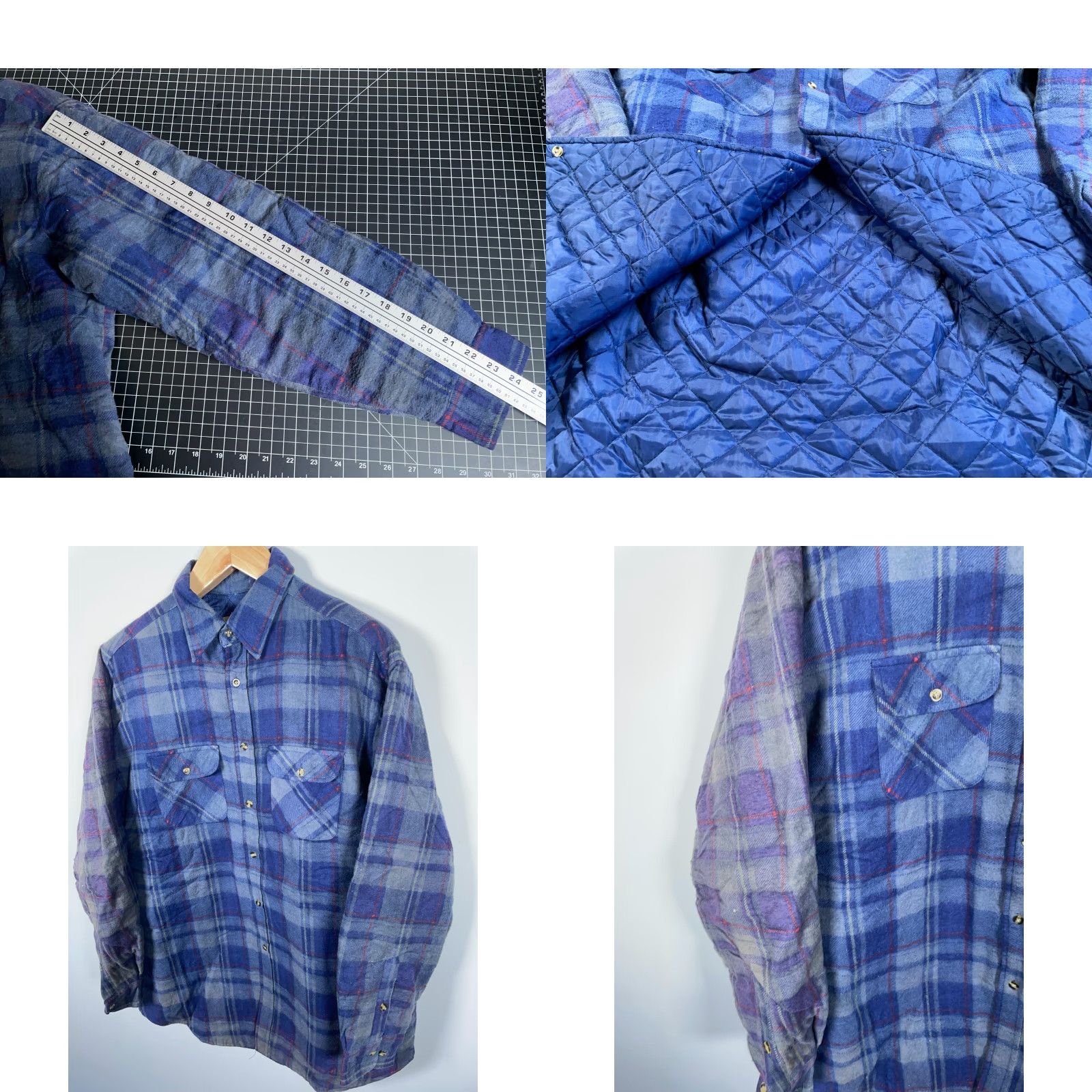 All Blues VINTAGE Northwest Territory Shirt Jacket Mens Large Tall Blue Plaid Quilted Lined Flannel Workwear Shirt Jacket Size US L / EU 52-54 / 3 - 8 Thumbnail