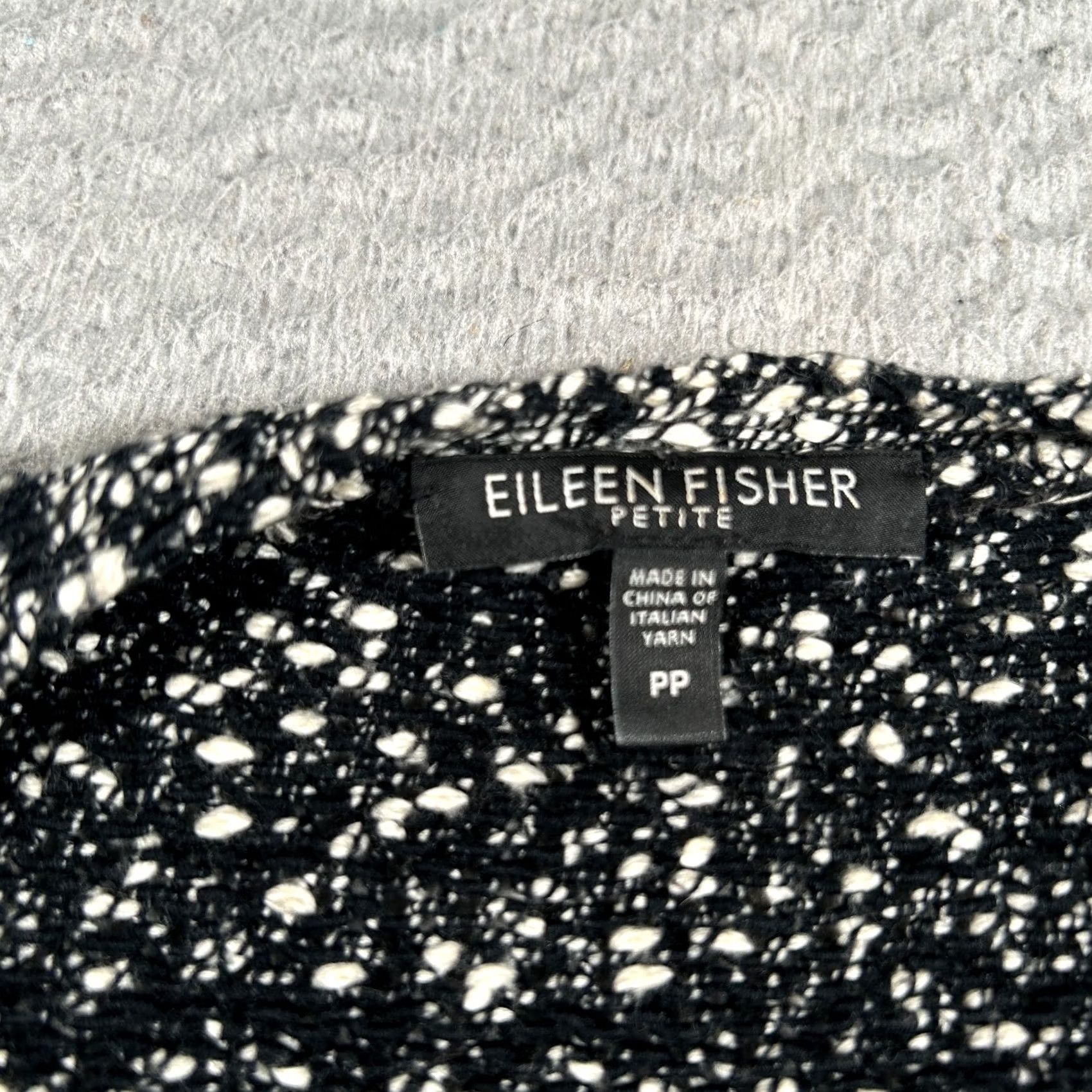 Eileen Fisher Eileen Fisher Cardigan Sweater Womens S Petite Black White Knit Open Front Size S / US 4 / IT 40 - 3 Thumbnail