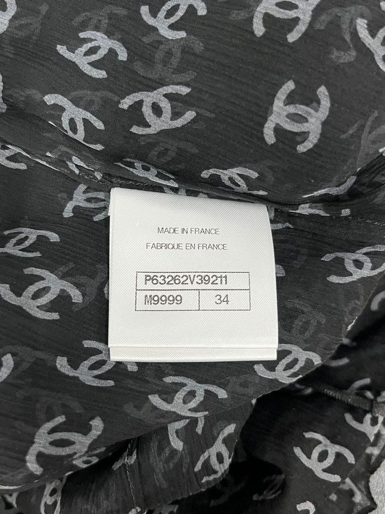 Chanel Chanel Full logo black and white silk printed pleated stra Size XXS / US 00 / IT 34 - 5 Thumbnail
