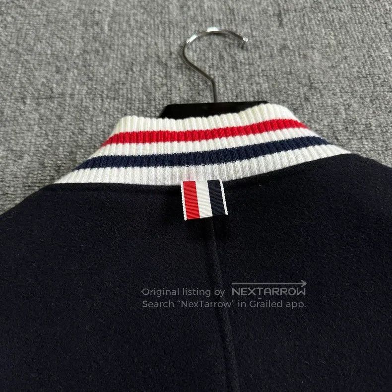 Other Thom Browne Dark Blue Striped Leather Sleeve Patch Basebal Size US M / EU 48-50 / 2 - 5 Thumbnail