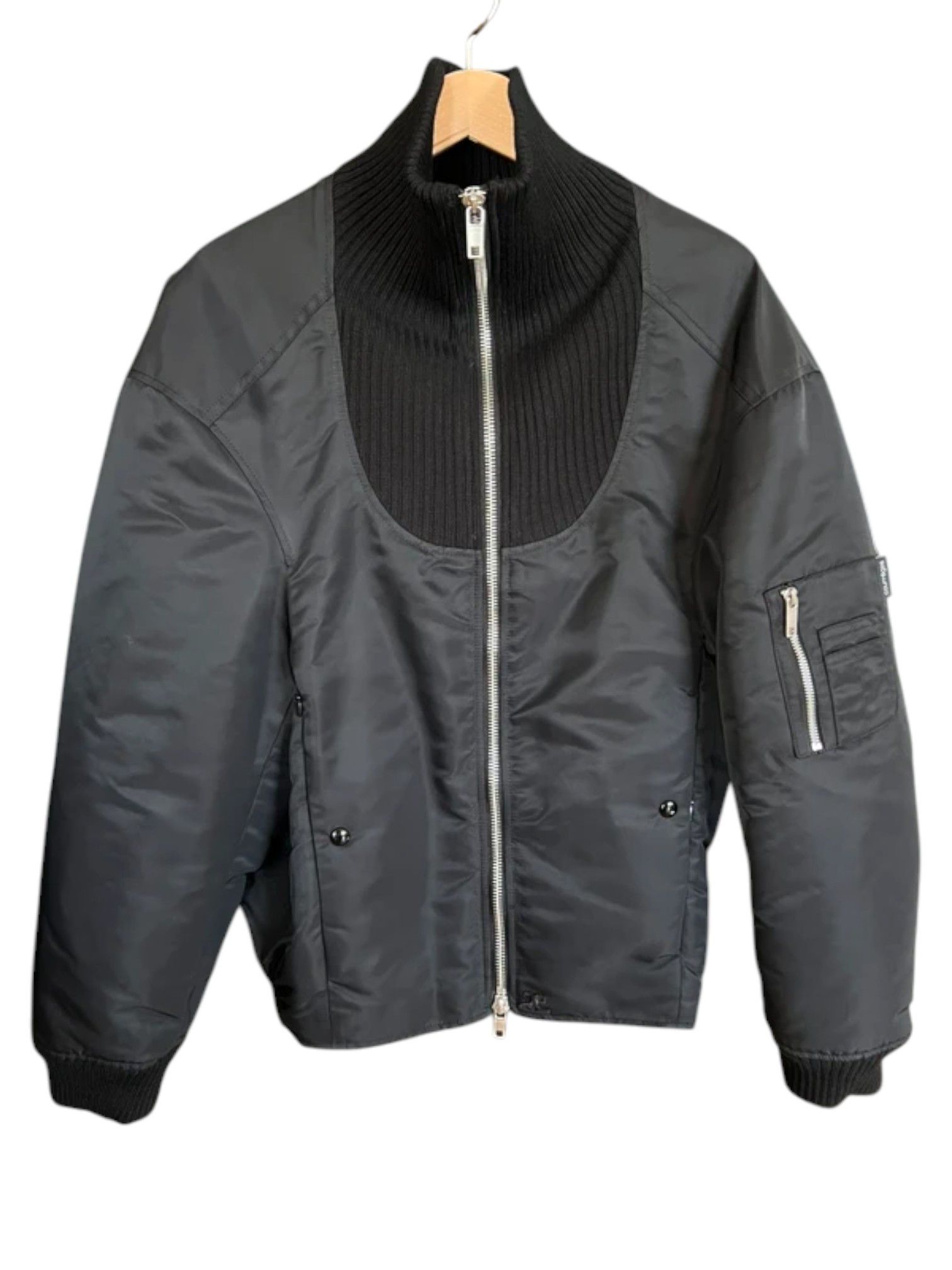 Courreges Courrèges Cocoon Extra Rib Bomber Jacket Black c.2020s Size US M / EU 48-50 / 2 - 1 Thumbnail