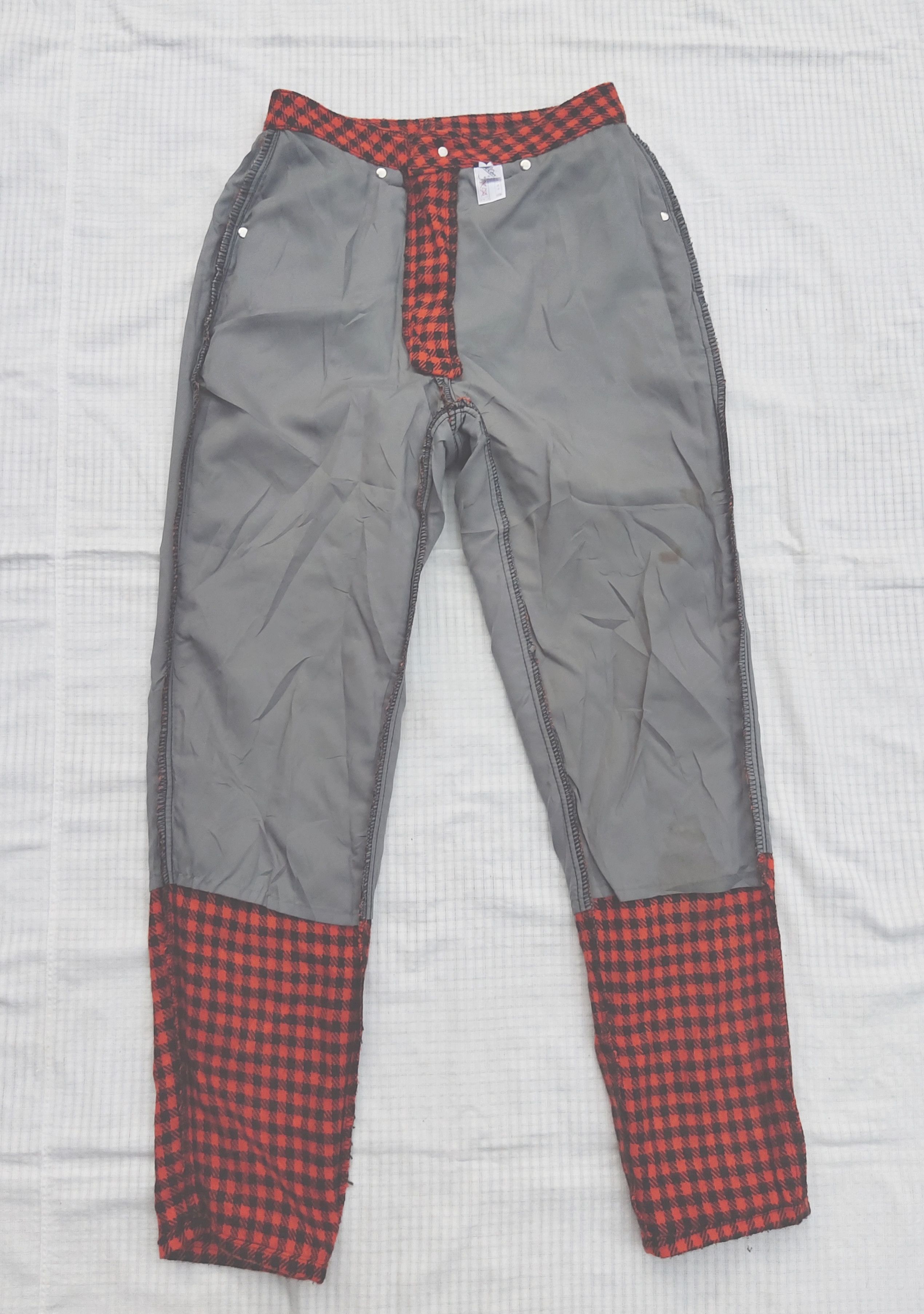 Japanese Brand (P154) Pakcon Orange Black Buffalo Plaid Taper Pants Size 25" / US 0 / IT 36 - 8 Thumbnail