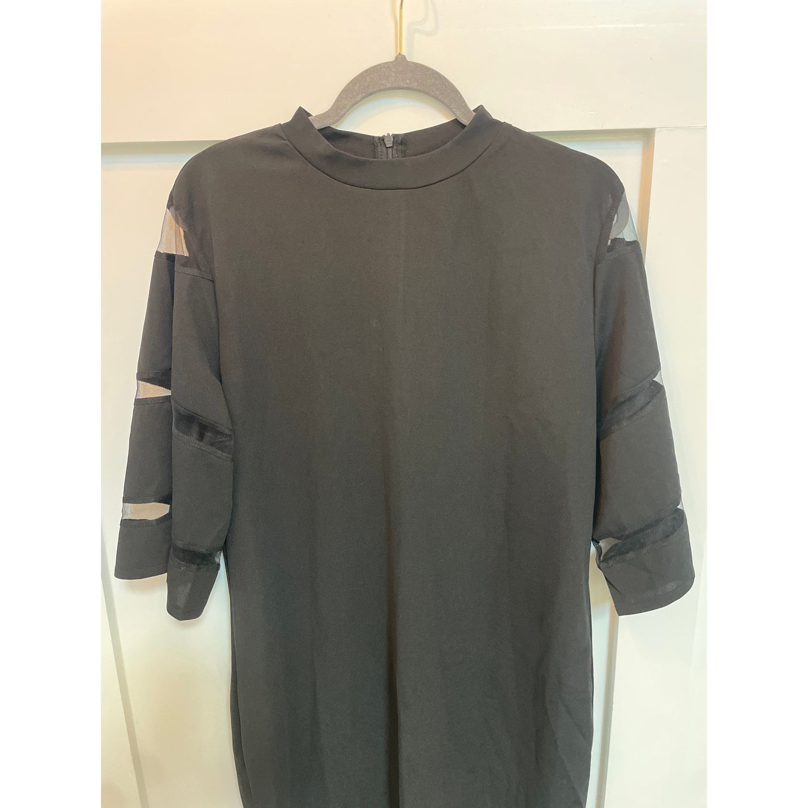 Shein NWT Emery Rose Sheer Panel Sleeves Black Midi Gown,2XL Size XXL / US 16-18 / IT 52-54 - 2 Thumbnail