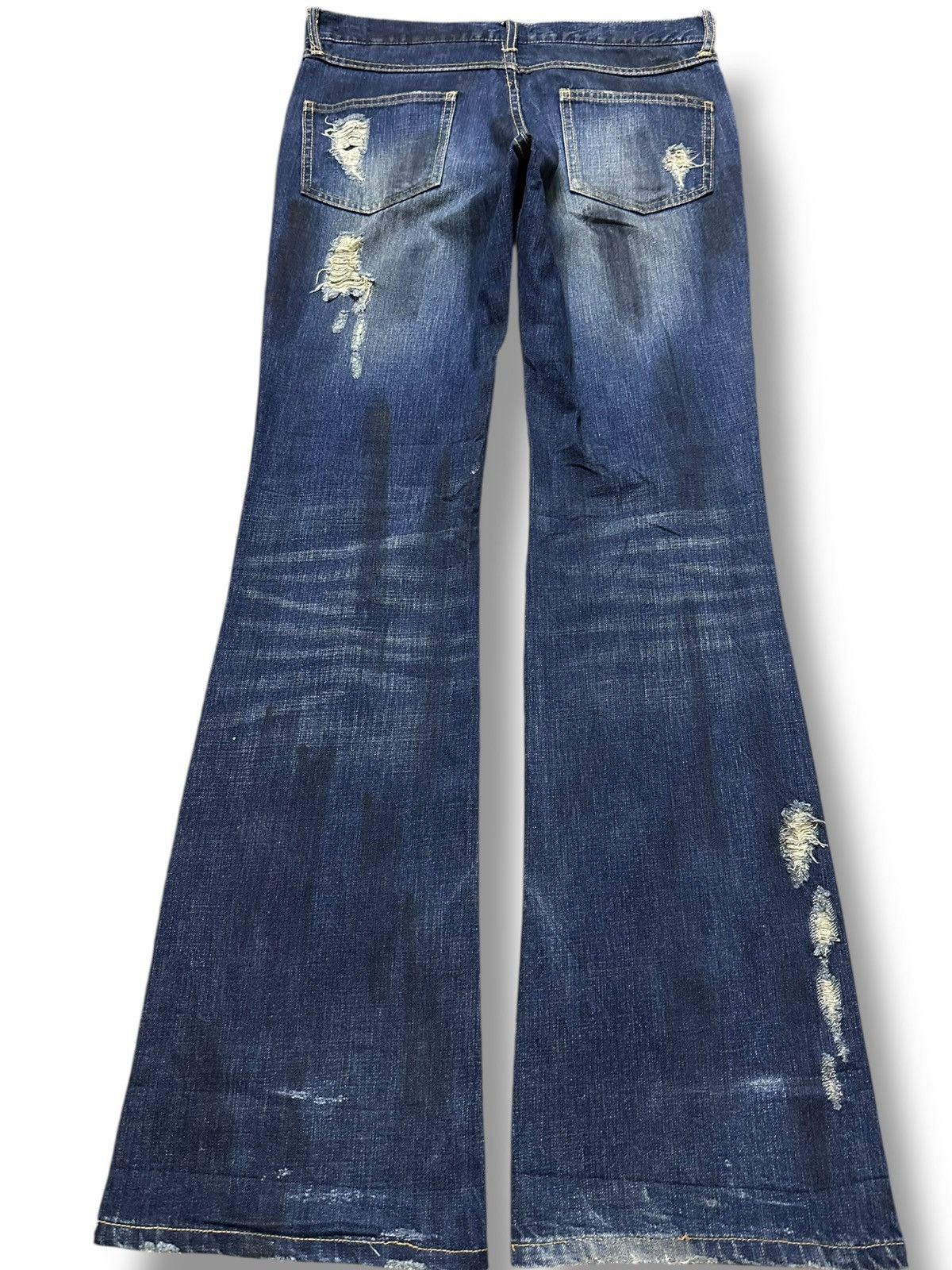 If Six Was Nine Vintage Seil Flare Bootcut Ripped Distressed Denim Size US 31 - 6 Thumbnail