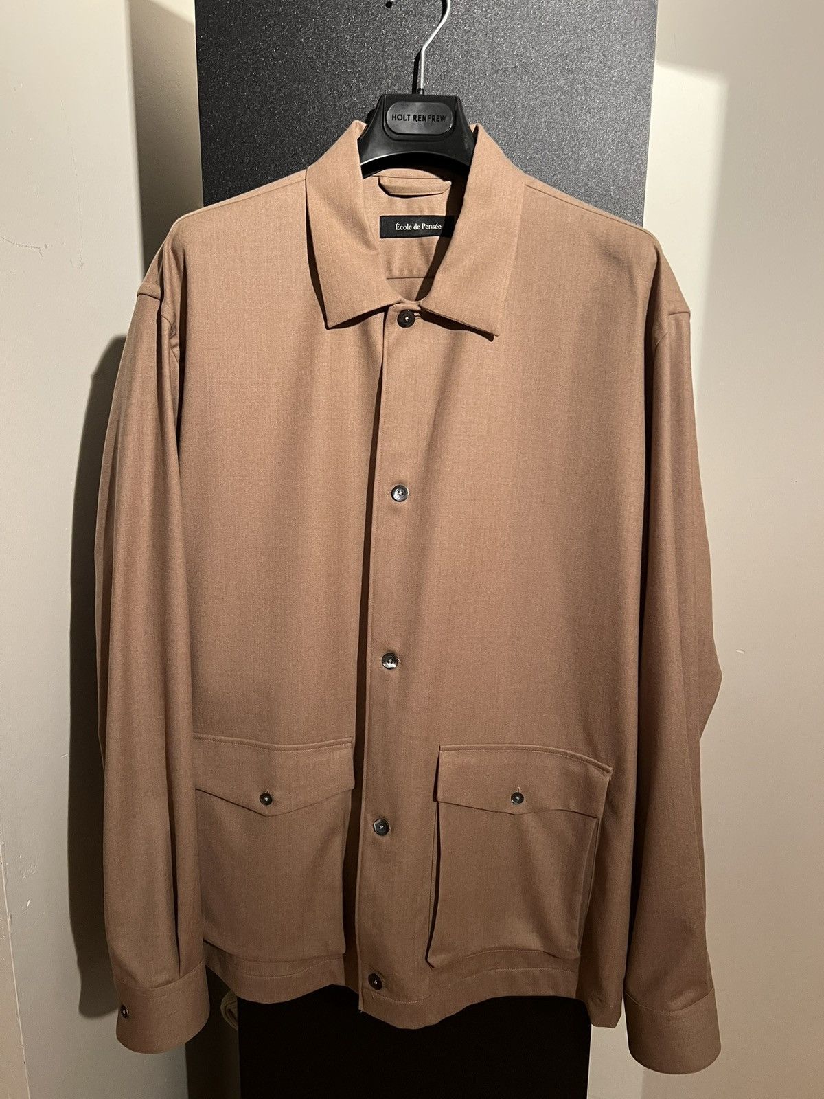 Other NEW 54 Ecole de Pensée 100% Wool Button Up Beige Shirt Size US L / EU 52-54 / 3 - 1 Thumbnail