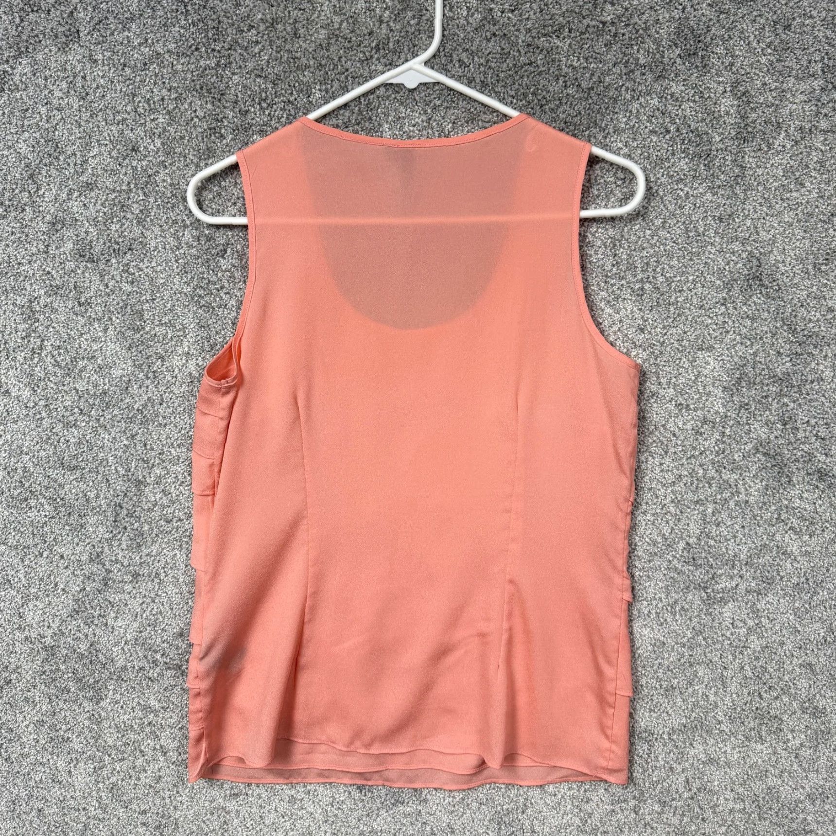 Essentials Essentials by Milano Tank Top Womens S Peach Tiered Ruffle Chiffon Sleeveless Scoop Neck Casual Bohemian Size S / US 4 / IT 40 - 7 Thumbnail