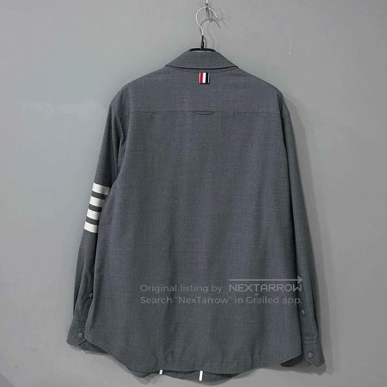 Thom Browne Thom Browne Striped Wool Shirt Jacket Grey Size US L / EU 52-54 / 3 - 3 Thumbnail