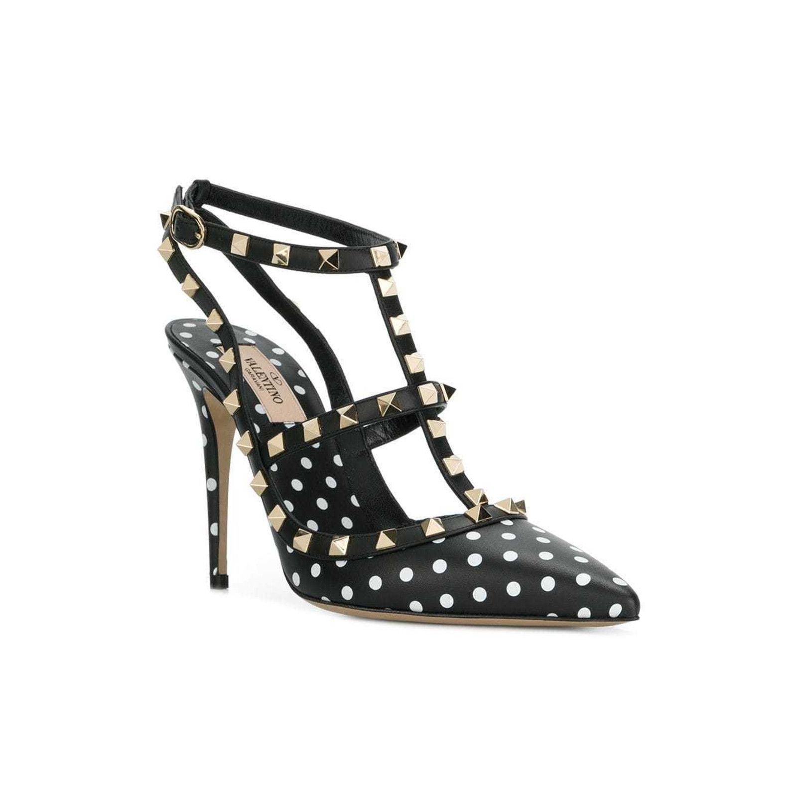 Valentino Rockstud Polka Dot Ankle T Strap Sandal Heel Pump 36 Size US 6 / IT 36 - 5 Thumbnail