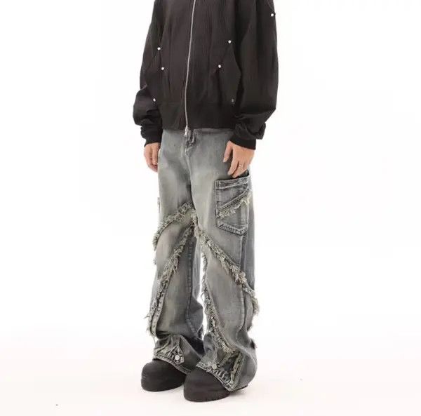VIBE Retro ruined whiskering design washed distressed jeans Size US 30 / EU 46 - 1 Thumbnail