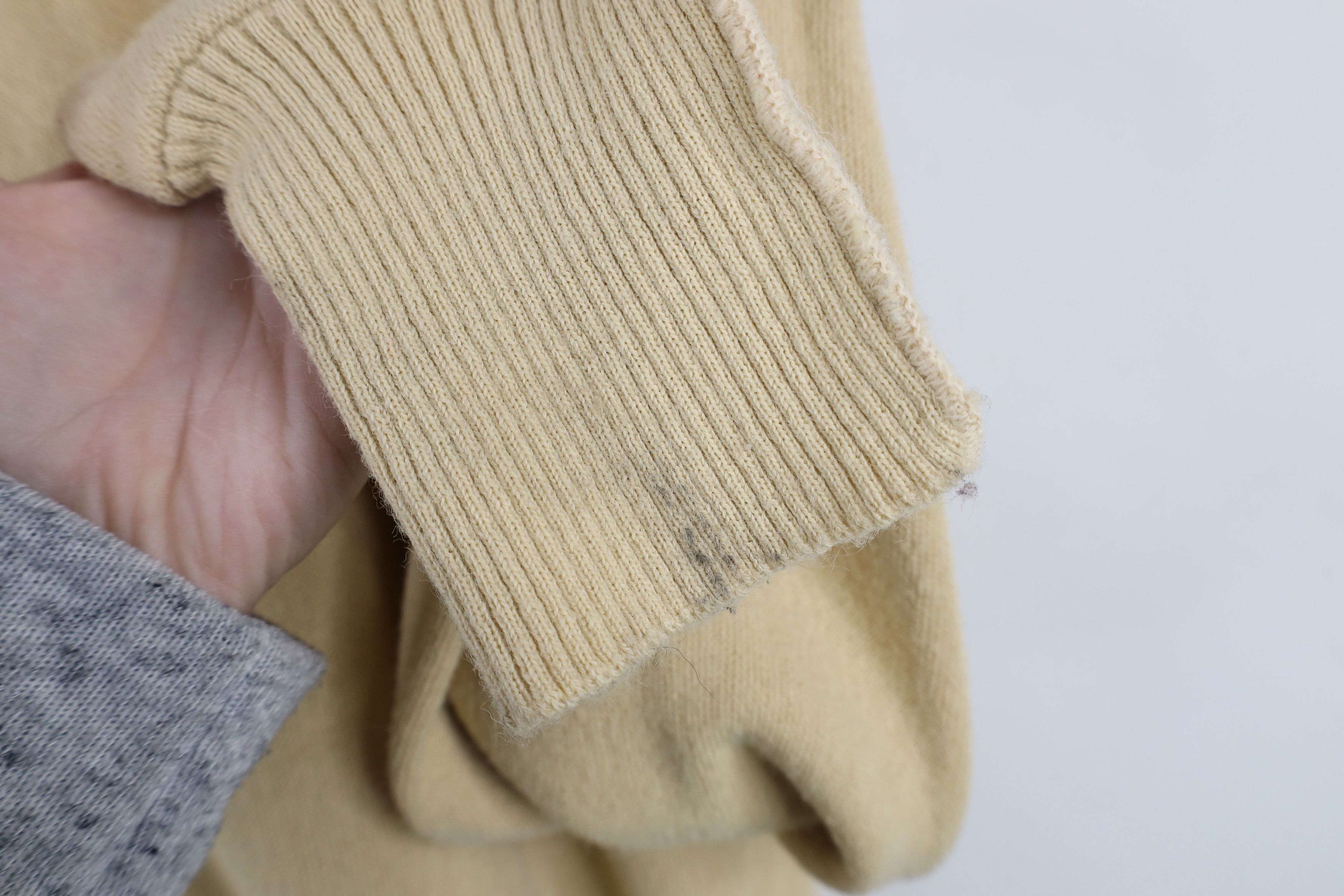 Vintage Vintage 70s Streetwear Blank Knit Cardigan Sweater Beige USA Size US XL / EU 56 / 4 - 5 Thumbnail