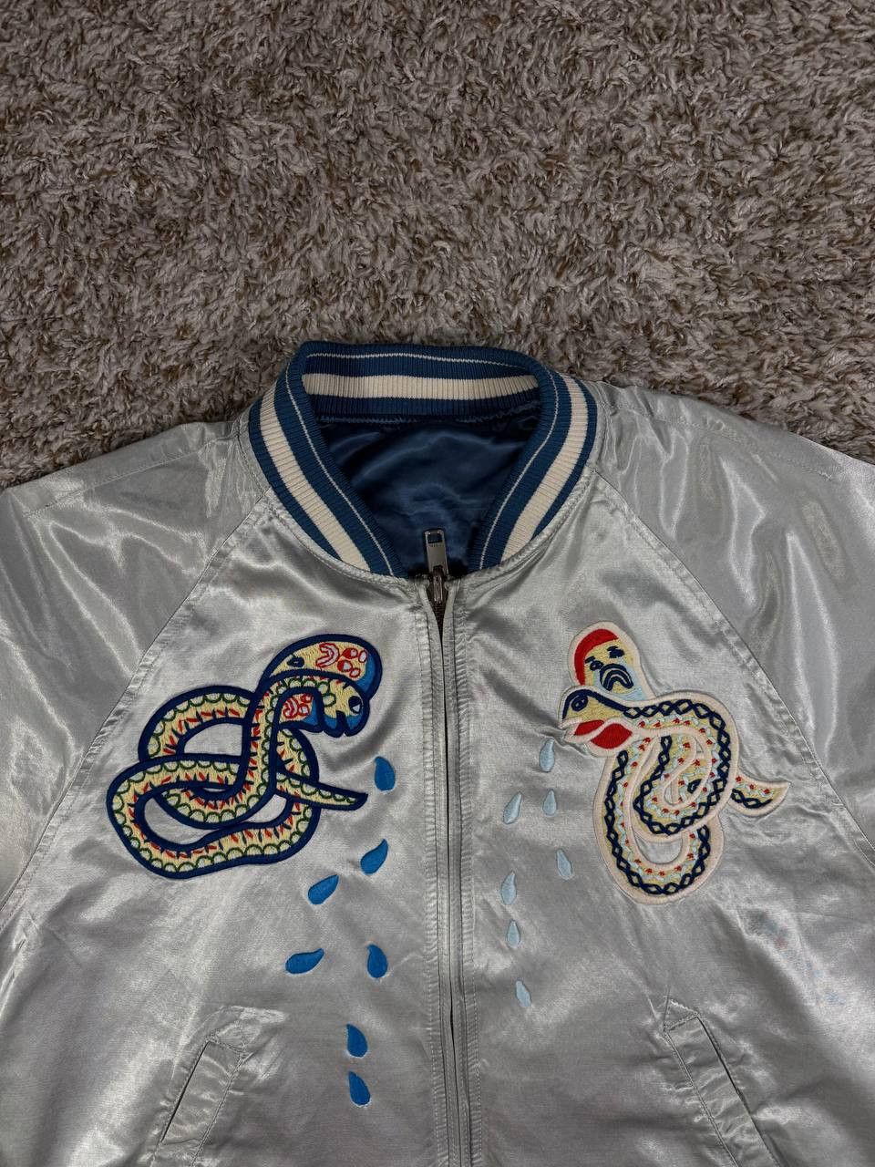 Diesel Diesel J Rocket Snake Embroidery Silver Bomber Jacket Size US XL / EU 56 / 4 - 2 Thumbnail