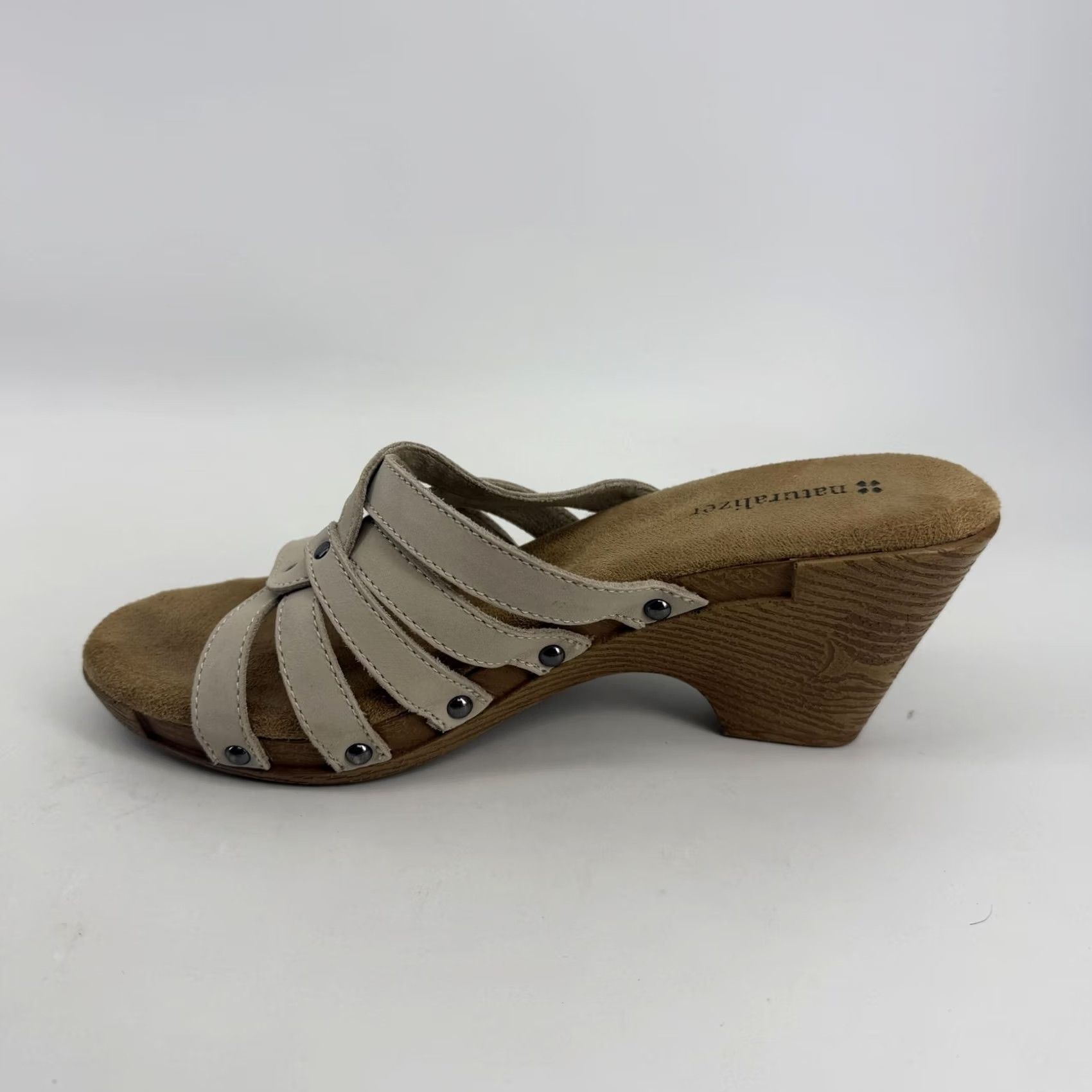 Naturalizer Naturalizer Captain-Rice Nubuck Sandals Womens Size 9M Tan Beige Wedge Comfort Slips On Strappy Size US 9 / IT 39 - 4 Thumbnail