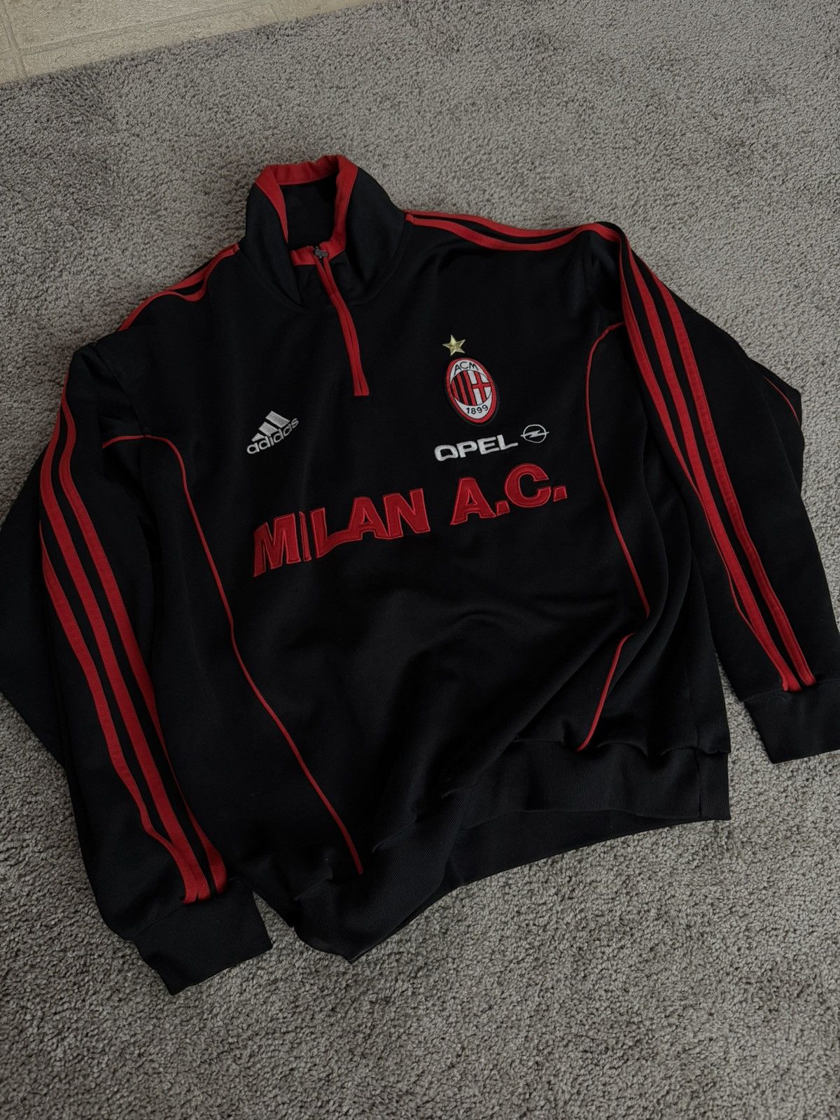 Adidas × Vintage Vintage Adidas AC MILAN 3/4 Zip Pullover Size US M / EU 48-50 / 2 - 2 Thumbnail