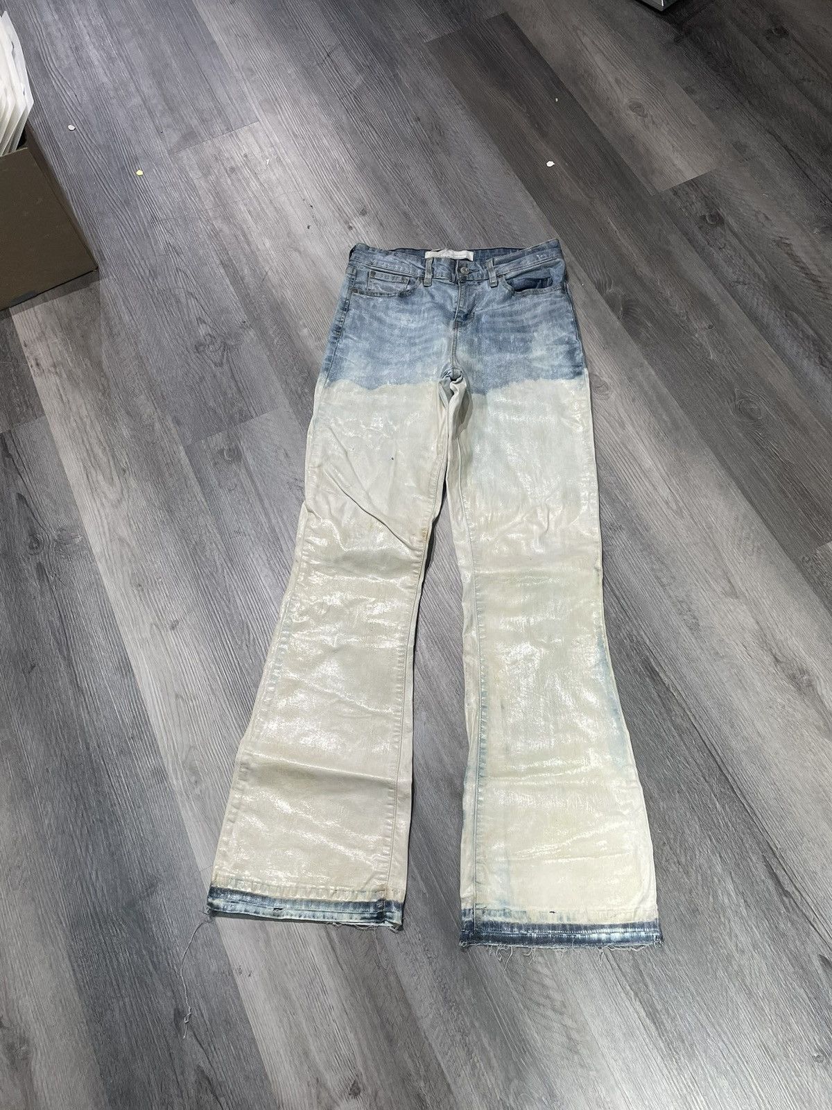 Other X3RLY Custom “Bleach Gradient” Waxed Jeans Size US 29 - 2 Thumbnail