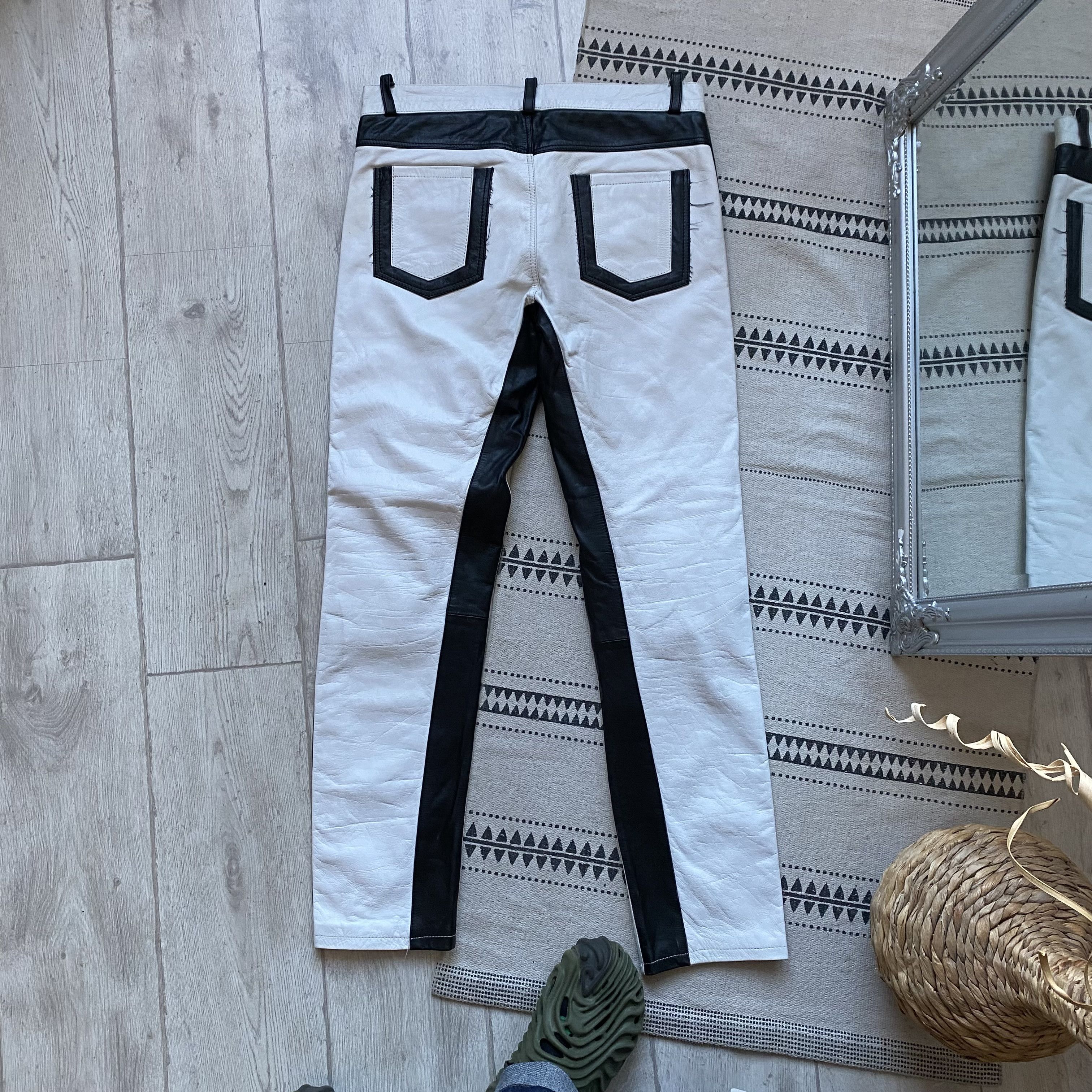 Genuine Leather 🏍️ Vintage Avant-garde Real leather pants slim Punk Size US 34 / EU 50 - 8 Thumbnail