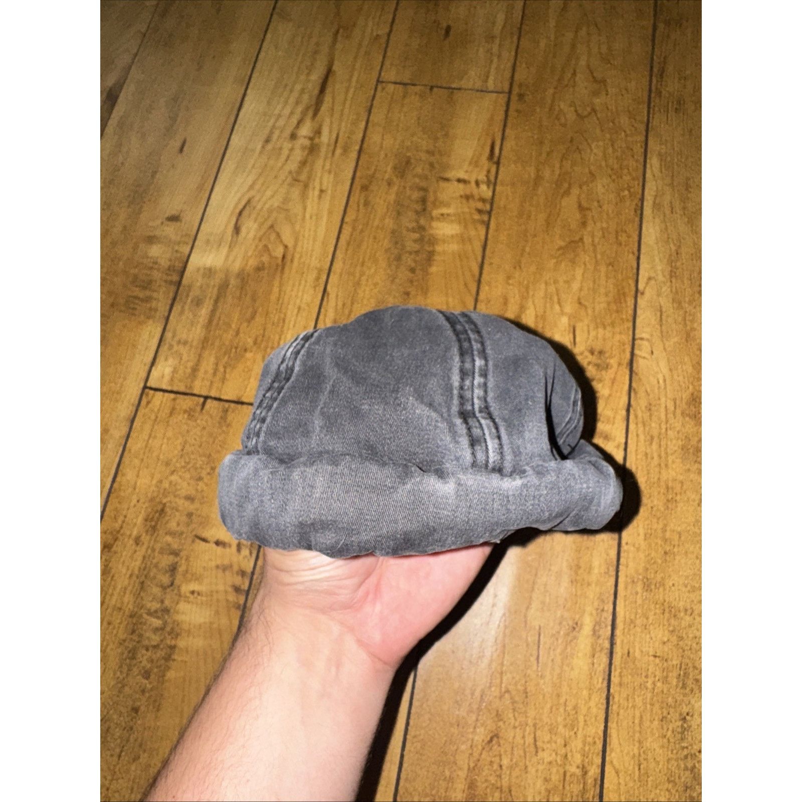 Vintage Raw Faery Skull Cap Black Denim Strapback Streetwear Hat Size ONE SIZE - 1 Thumbnail