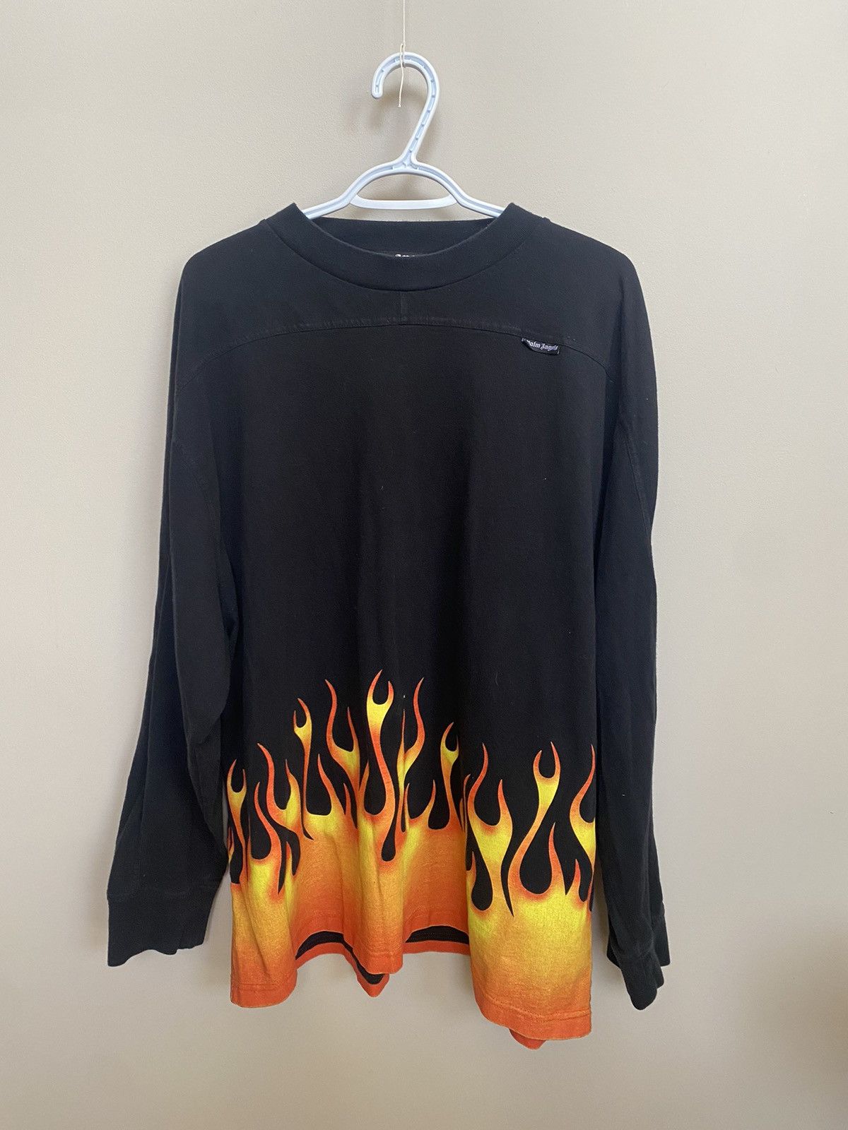Designer × Palm Angels PALM ANGELS LONG SLEEVE BURNING LOGO OVER TEE Size US XL / EU 56 / 4 - 2 Thumbnail