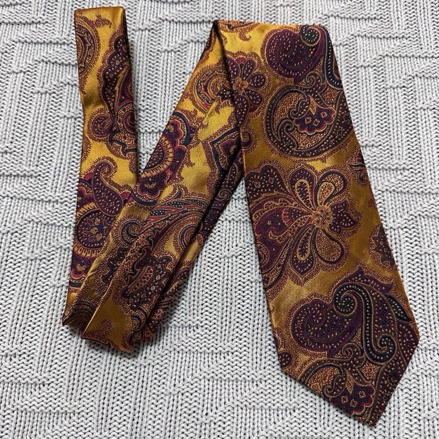 Paul Fredrick Paul Fredrick bronze metallic paisley silk tie Size ONE SIZE - 1 Thumbnail