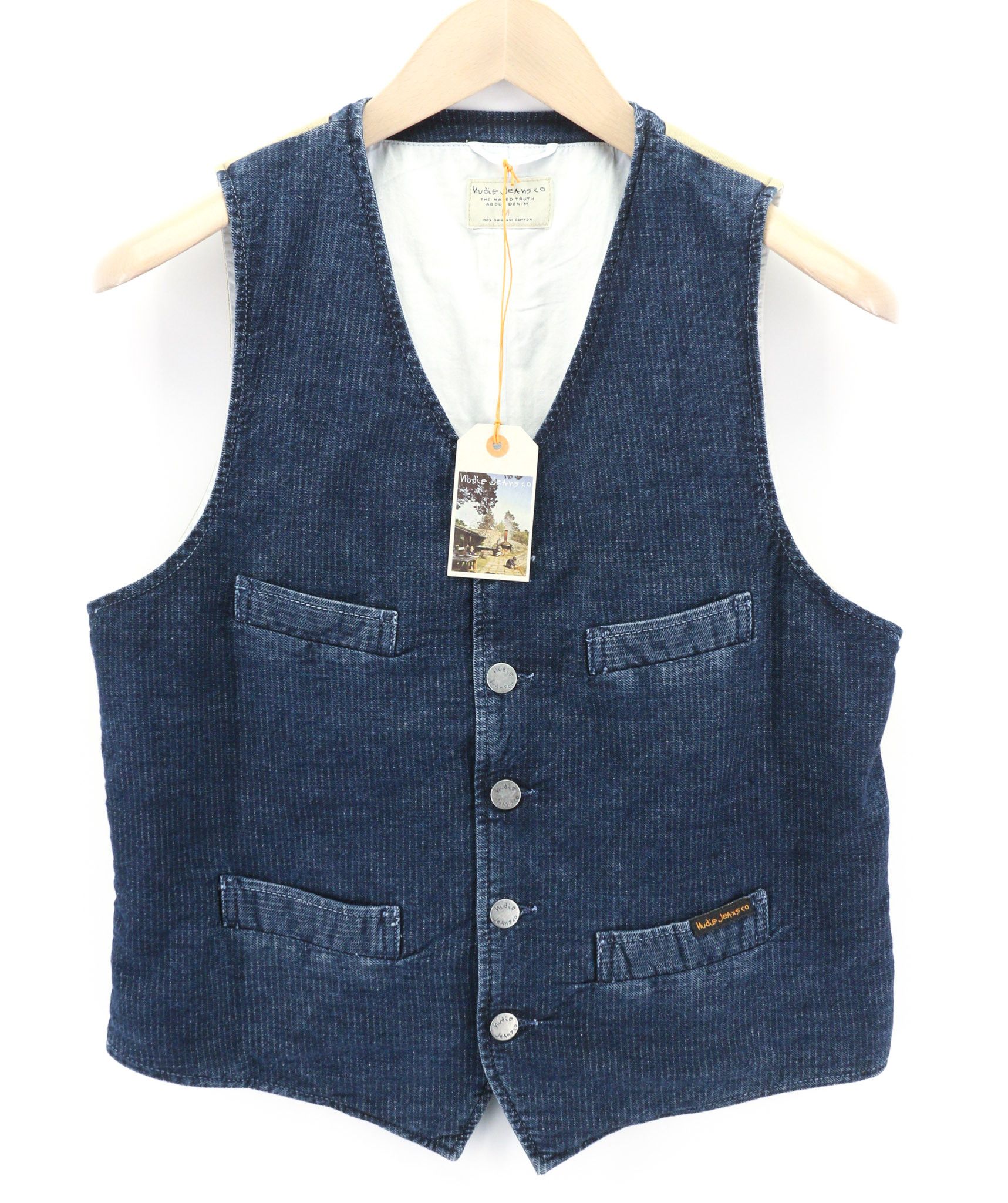 Nudie Jeans GUSTAV M Worker Stripe Blue Vest 80723 Size US M / EU 48-50 / 2 - 1 Thumbnail