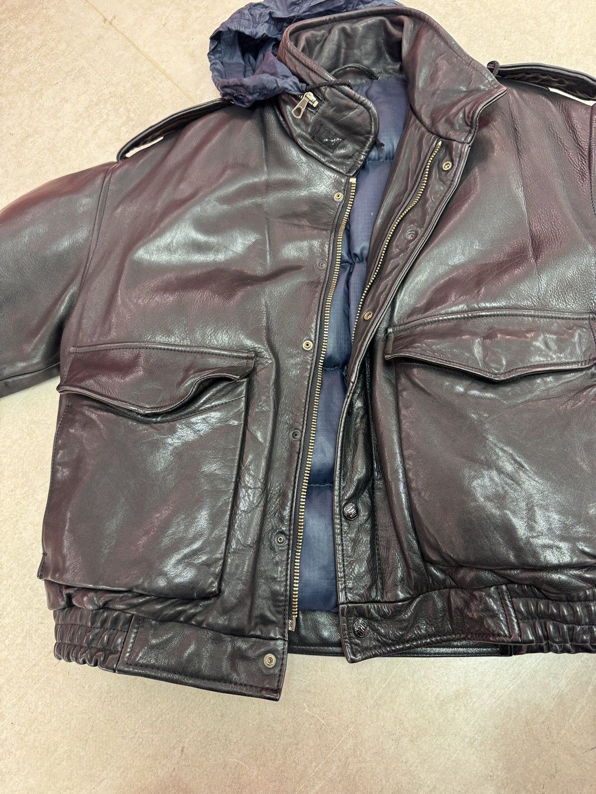 Boneville goose down leather flight jacket