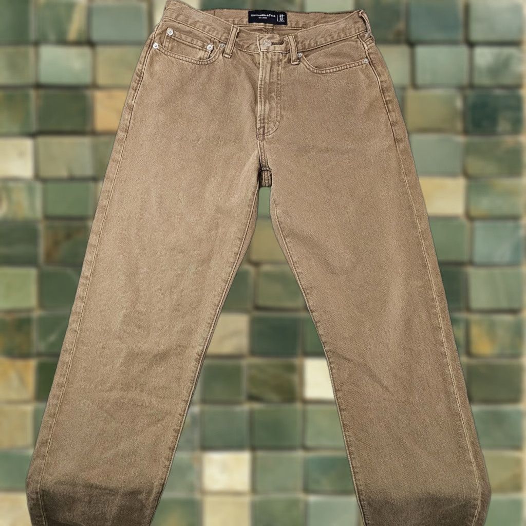 Abercrombie & Fitch VINTAGE Abercrombie & Fitch 90s Loose Jeans Mens 29x30 (Tag 29x32) Beige Straight Denim 5-Pocket Mens Size US 29 - 1 Thumbnail