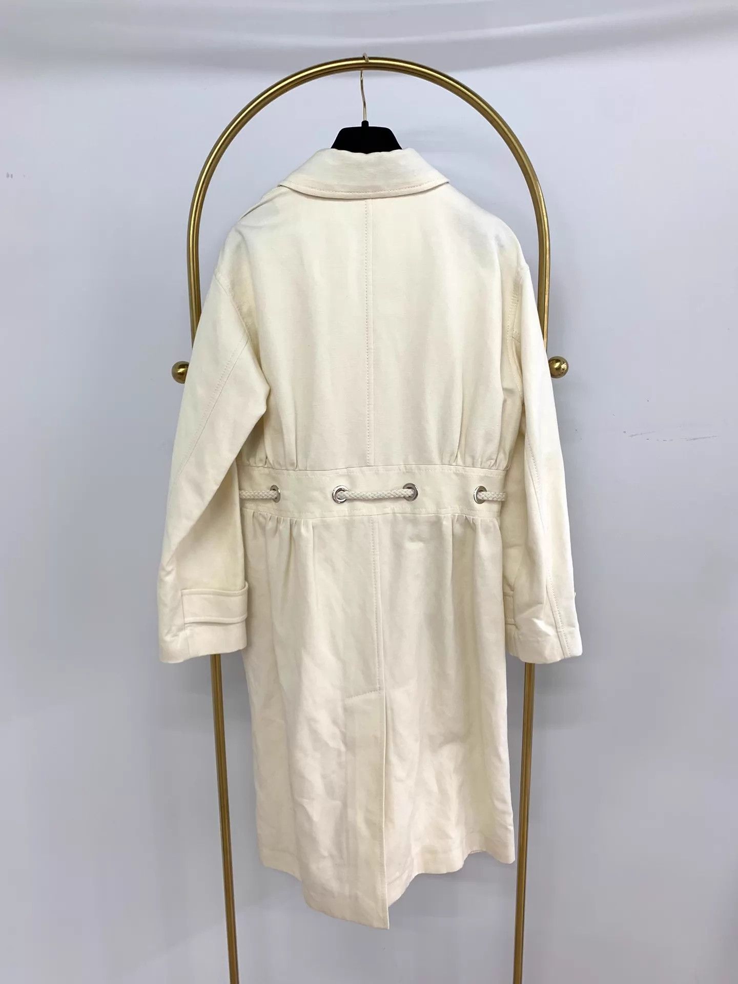 Loro Piana Loro Piana Cream Notch Waist Cotton-Linen Long 40 NWT Size S / US 4 / IT 40 - 3 Thumbnail