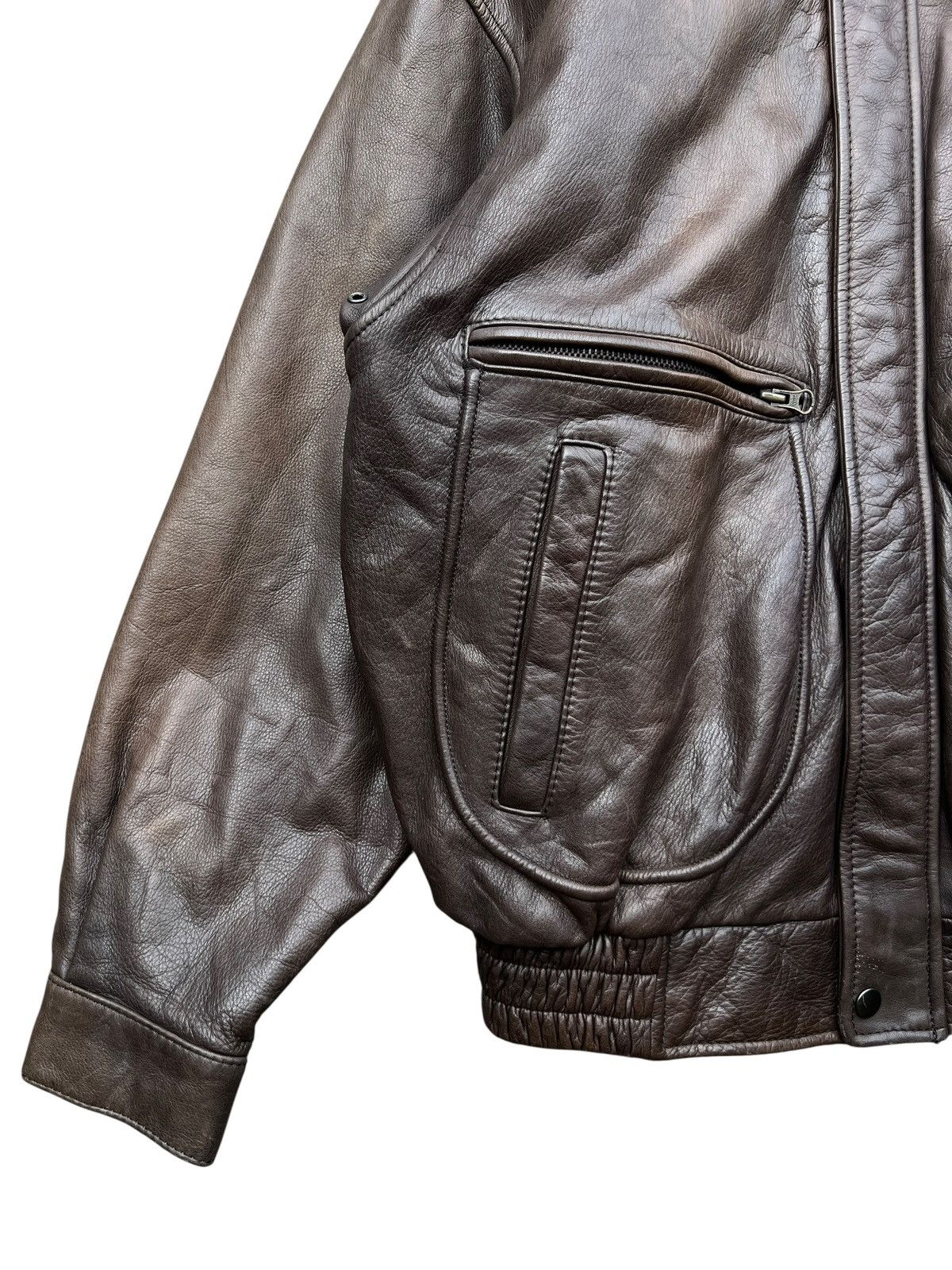 Vintage Vintage 90s Tobell G1 Brown Leather Jacket Size US L / EU 52-54 / 3 - 5 Thumbnail
