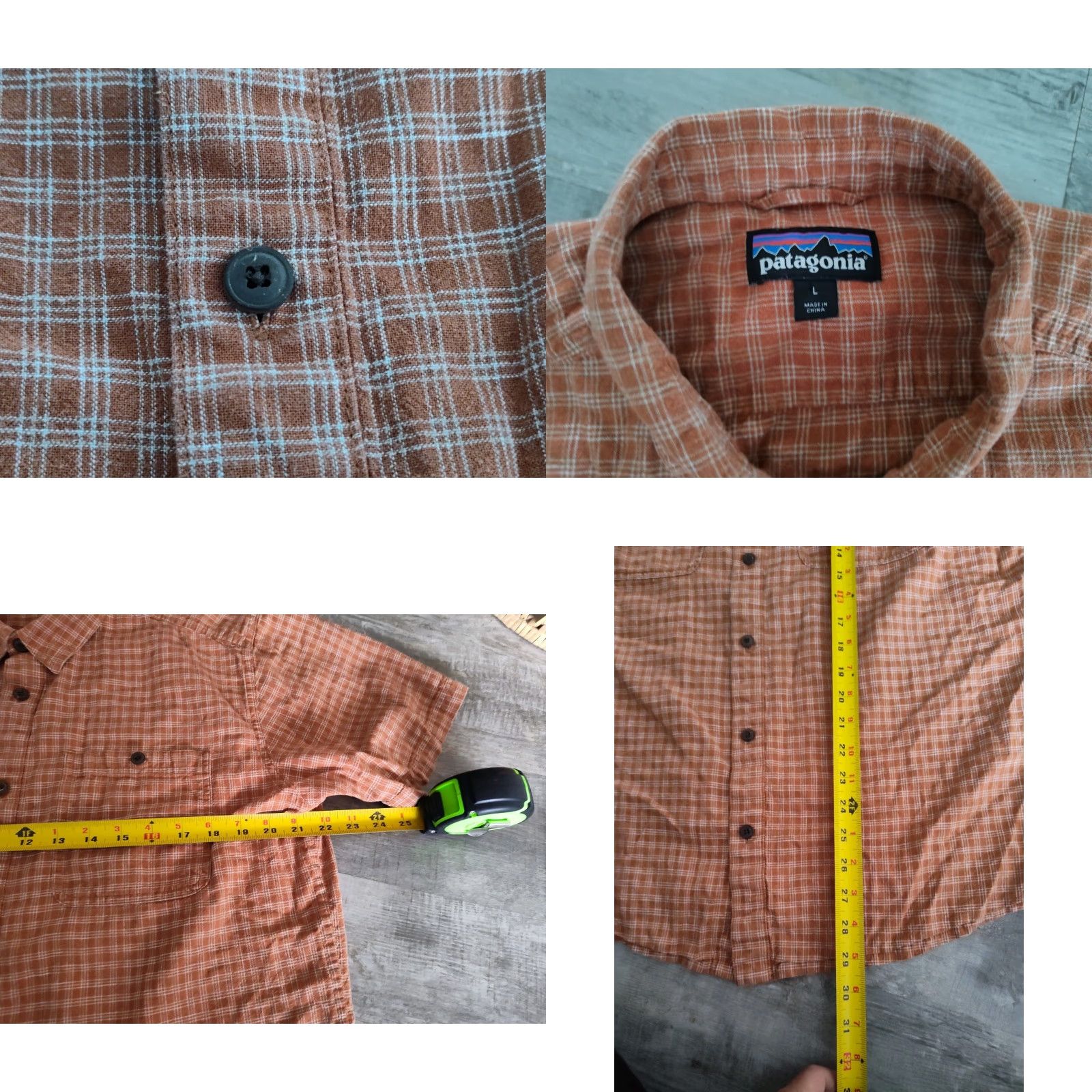 Patagonia Patagonia Shirt Mens L Orange Rust Back Step Plaid Short Sleeve Hemp Organic Button-Up Casual All Seasons Size US L / EU 52-54 / 3 - 8 Thumbnail