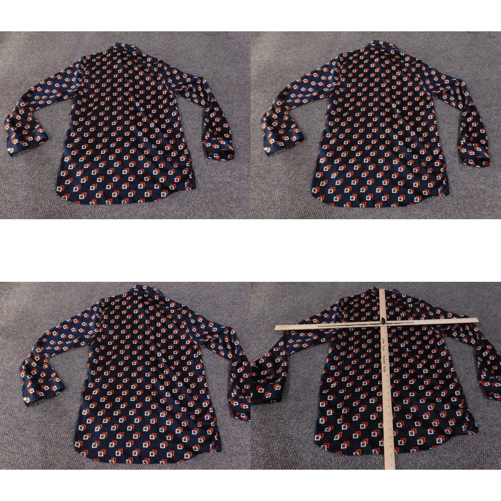 Zara Zara Shirt Mens Large Blue Geometric Print Regular Fit Button Up Long Sleeve Dress Shirt Size 42R - 9 Thumbnail