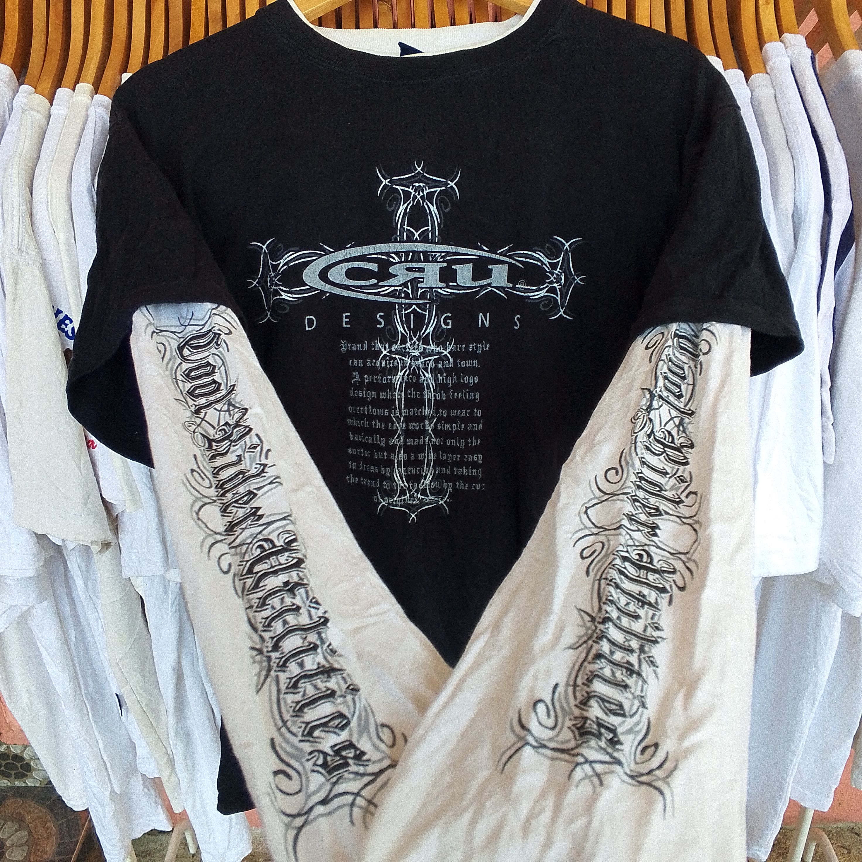 If Six Was Nine 2000s Cru Design Cross Layered Vkei Tee affliction lgb style Size US L / EU 52-54 / 3 - 4 Thumbnail