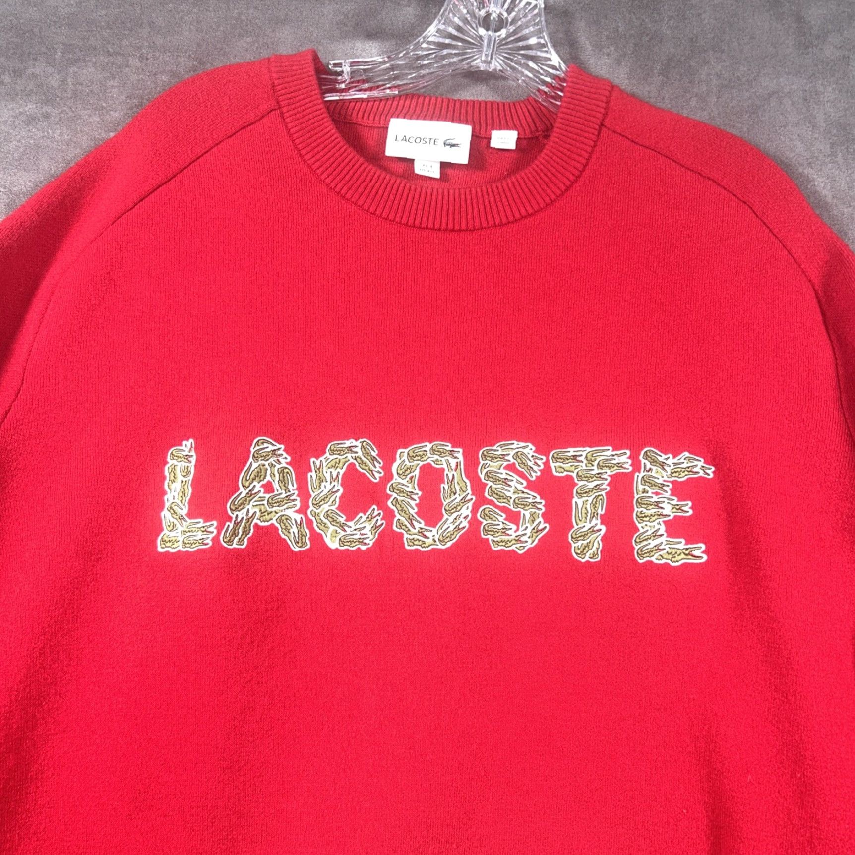 Lacoste VINTAGE Lacoste Sweatshirt Alligator Spellout Mens Red Sweater Pullover FR 9 4XL Size US XXL / EU 58 / 5 - 2 Thumbnail