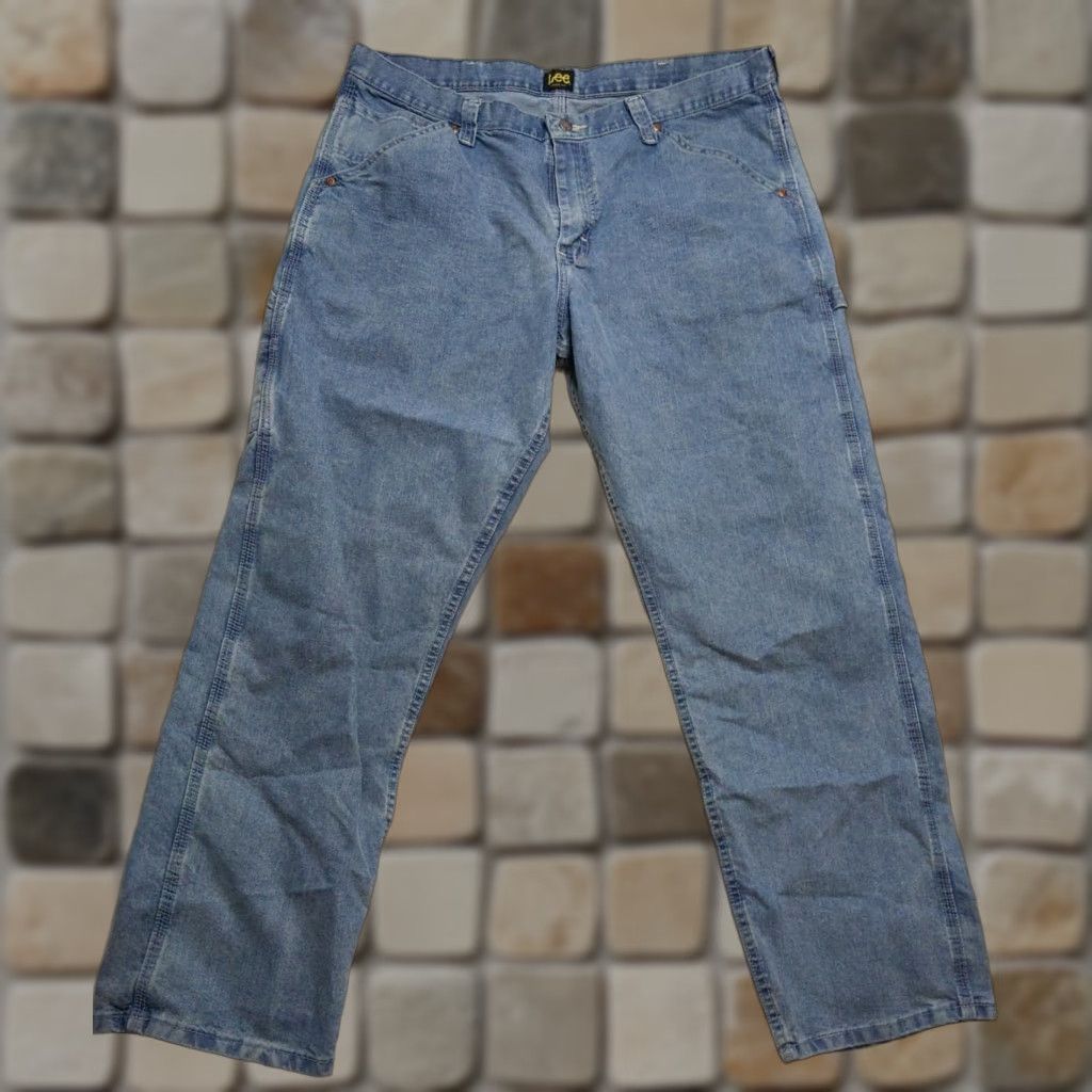 Lee Lee Jeans Mens 38x32 Blue Loose Fit Distressed Vintage Workwear Denim 90s Grunge Mexico Regular Rise Straight Jeans Mens Size US 38 / EU 54 - 1 Thumbnail