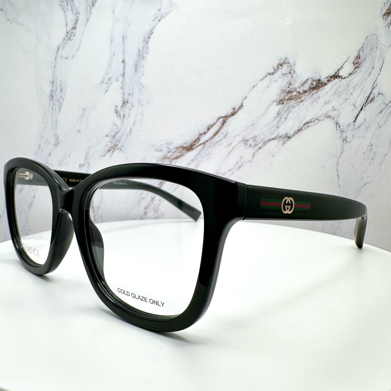 Gucci New GUCCI Eyeglasses Black Square GG Logo Red Green Web Size ONE SIZE - 3 Thumbnail