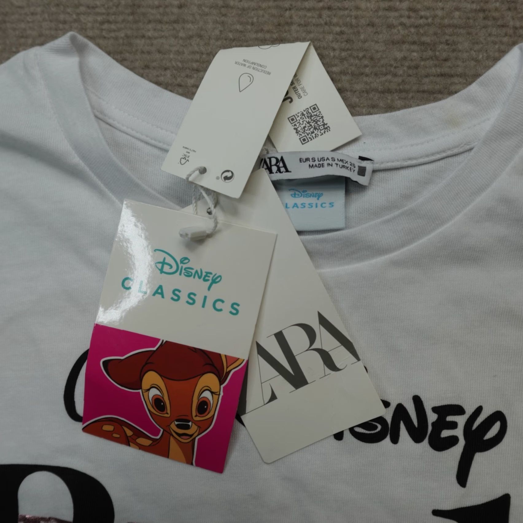 Zara Zara Shirt Small White Bambi Disney T-Shirt Crew Neck Short Sleeve Men Regular Size US S / EU 44-46 / 1 - 2 Thumbnail