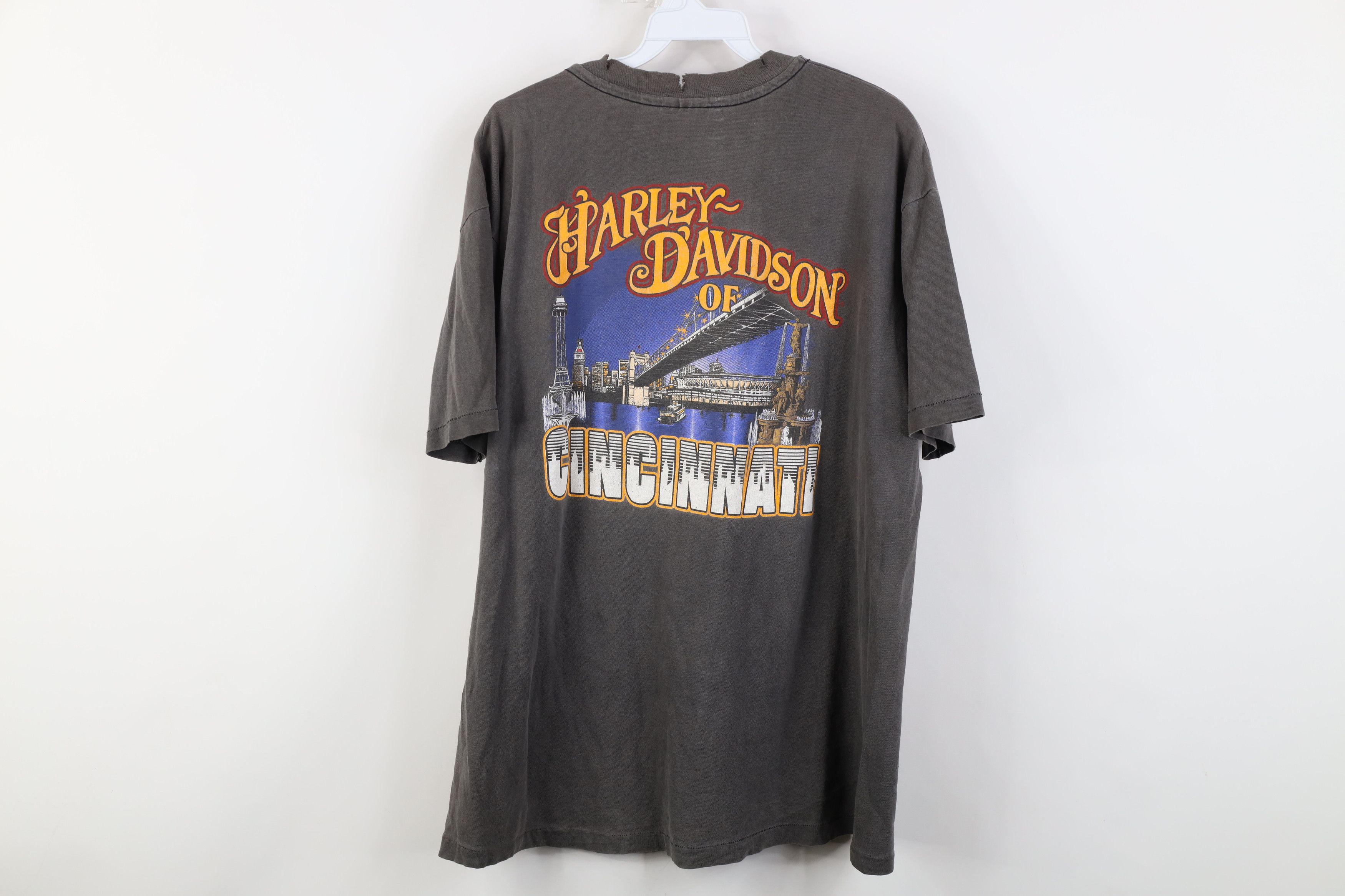 Harley Davidson Vintge 80s Harley Davidson Spell Motorcycle T-Shirt Gray USA Size US XL / EU 56 / 4 - 14 Thumbnail