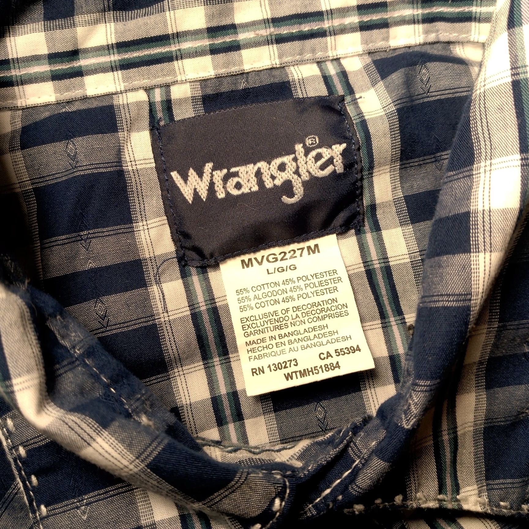 Wrangler WRANGLER Western Plaid Pearl Snap Shirt Men Large Blue Cowboy Rodeo Workwear Size US L / EU 52-54 / 3 - 7 Thumbnail