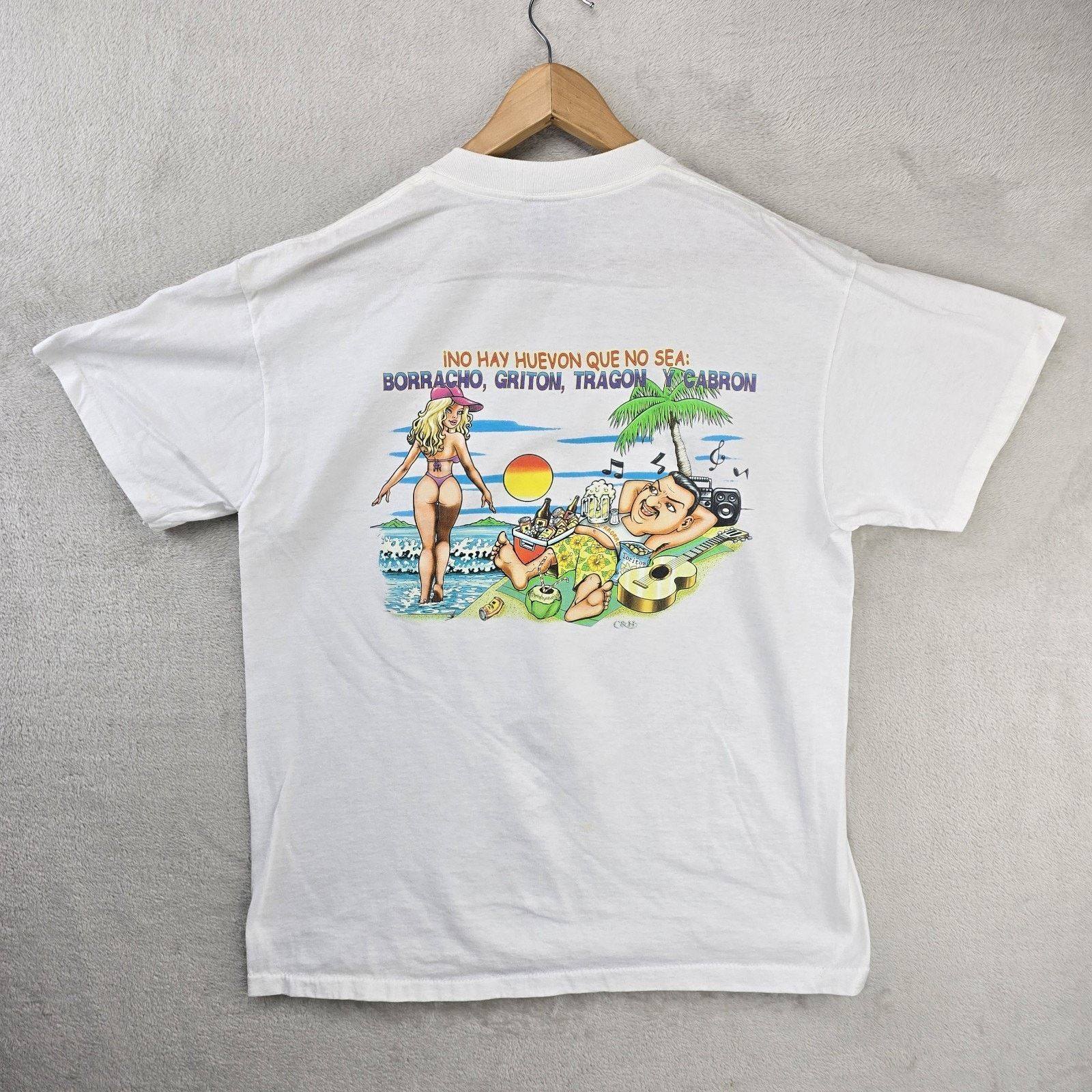 Other Vintage No Hay Huevon Que No Sea Borracho, y Cabron Shirt L Size US L / EU 52-54 / 3 - 6 Thumbnail