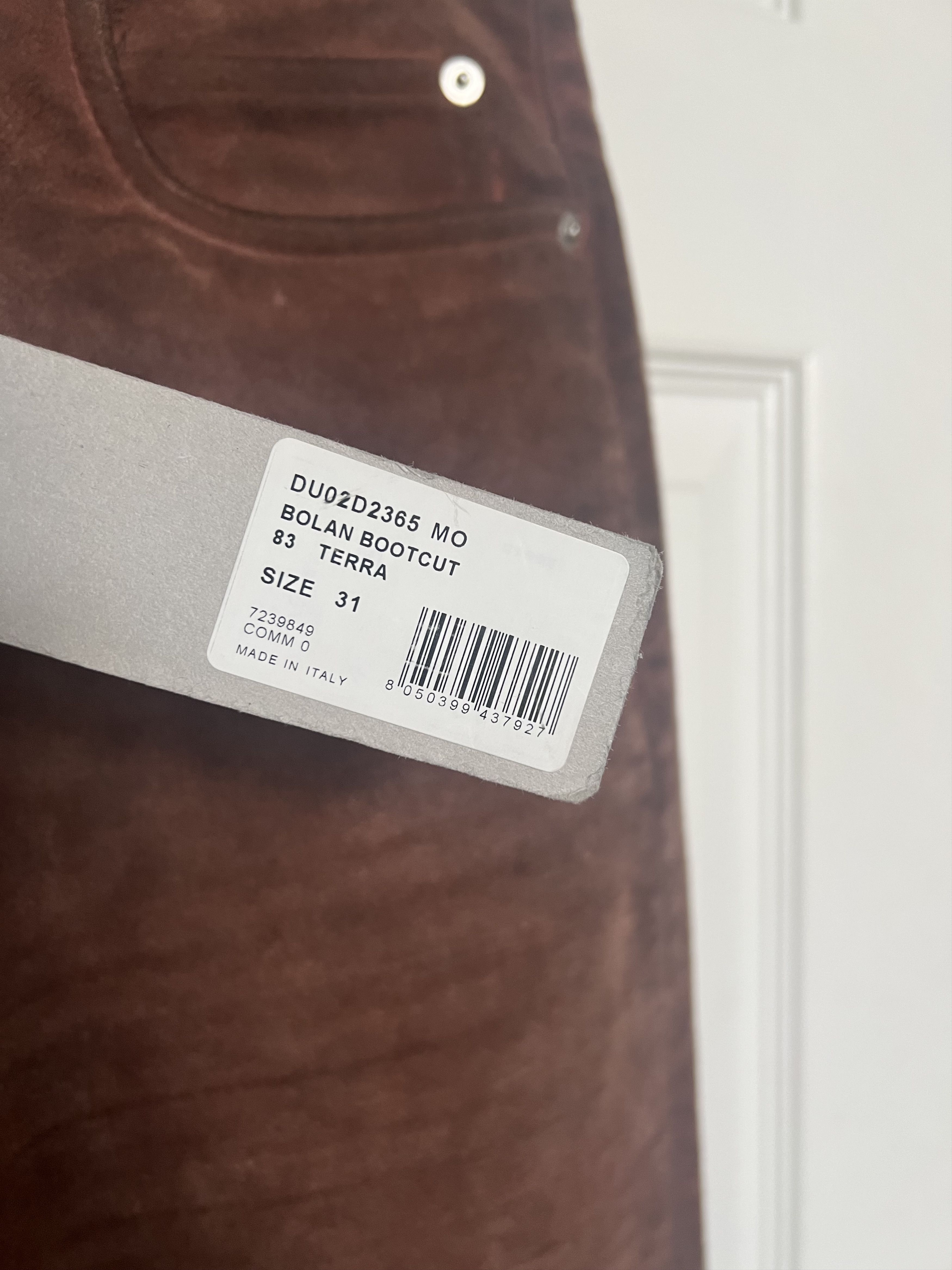 Rick Owens Drkshdw Rick Owens 'Terra' Moleskin Bolan Bootcut Pants sz 31 Size US 31 - 8 Thumbnail