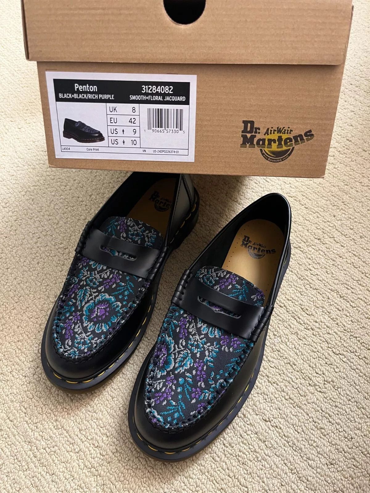Dr. Martens DR. MARTENS PENTON FLORAL JACQUARD LEATHER PENNY LOAFERS Size US 7 / EU 40 - 5 Thumbnail