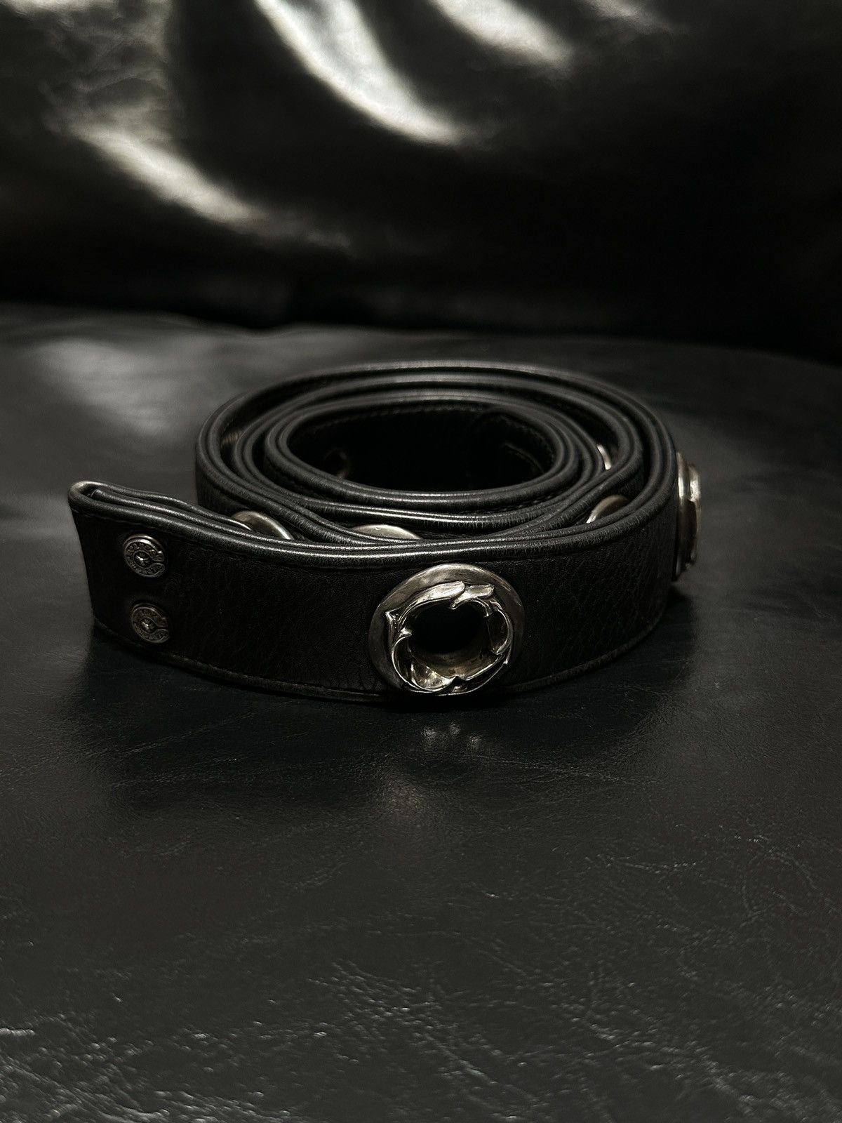Chrome Hearts Large Grommet Oiled Leather Belt Strap Size 34 - 1 Thumbnail