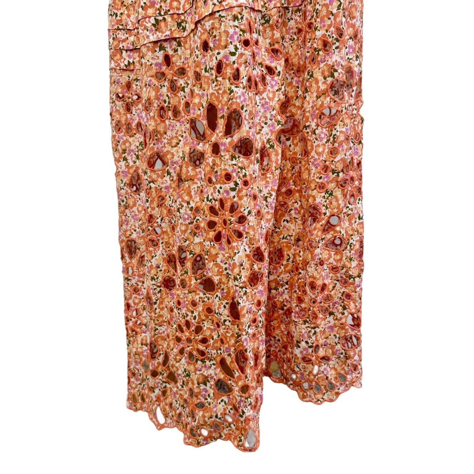 Anthropologie ANTHROPOLOGIE Babydoll Sweetheart Maxi Dress Floral Eyelet Size XL / US 12-14 / IT 48-50 - 7 Thumbnail