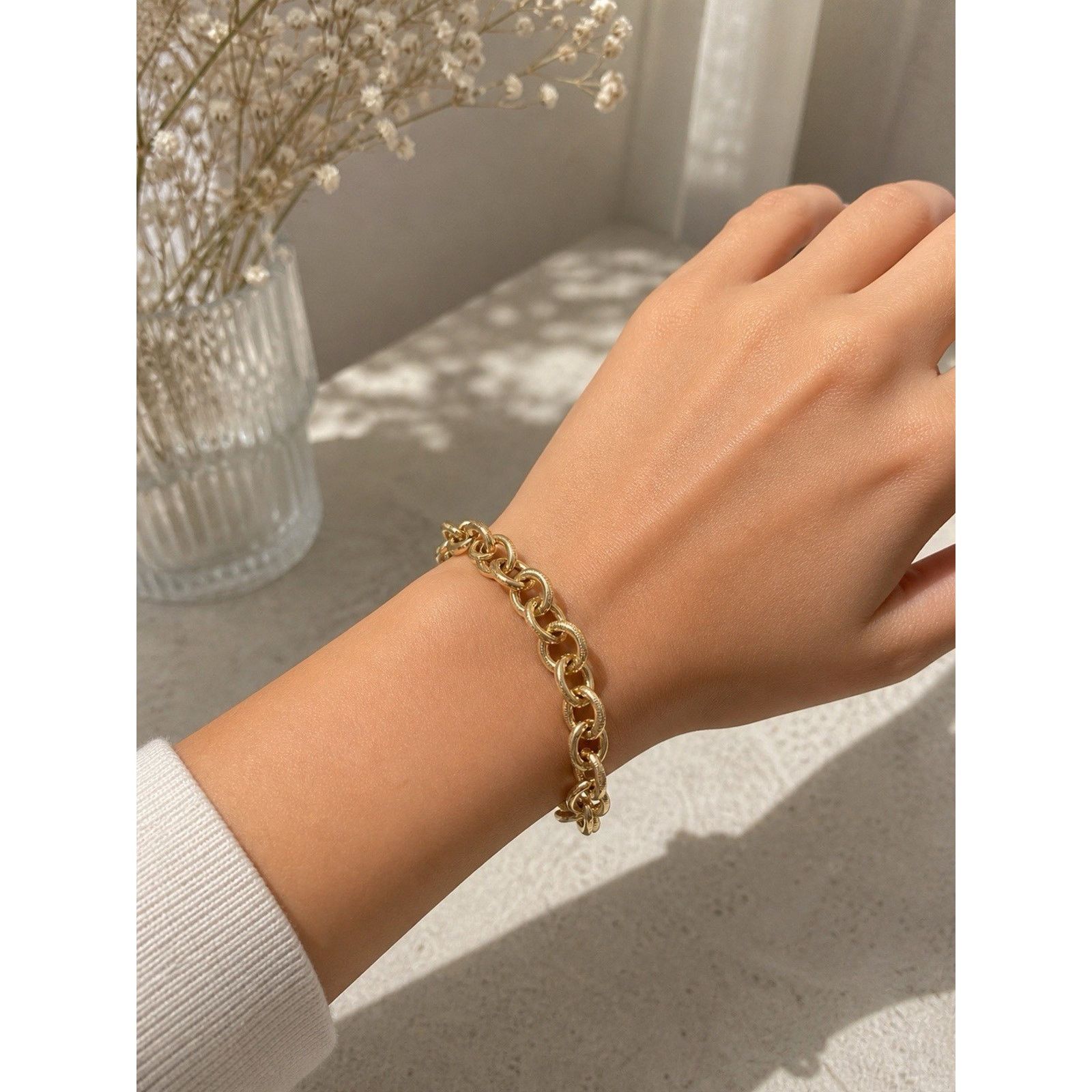 & Other Stories Chunky Gold Plated Bracelet for Women – Thick Chain Bracelet Size ONE SIZE - 3 Thumbnail