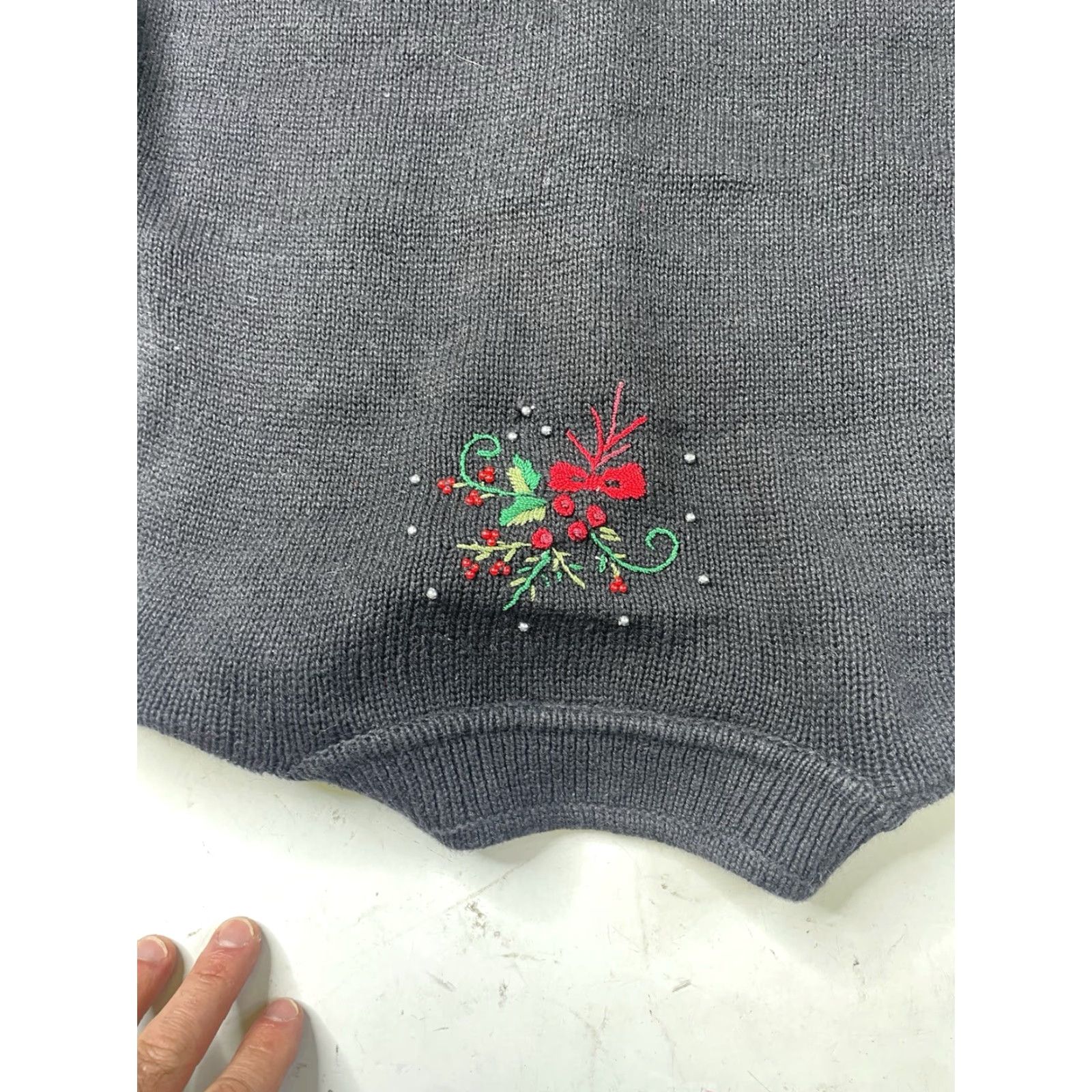 Vintage VINTAGE ERIKA Women's Cardigan Sweater Beaded Embroidered Black Christmas Medium Size M / US 6-8 / IT 42-44 - 7 Thumbnail