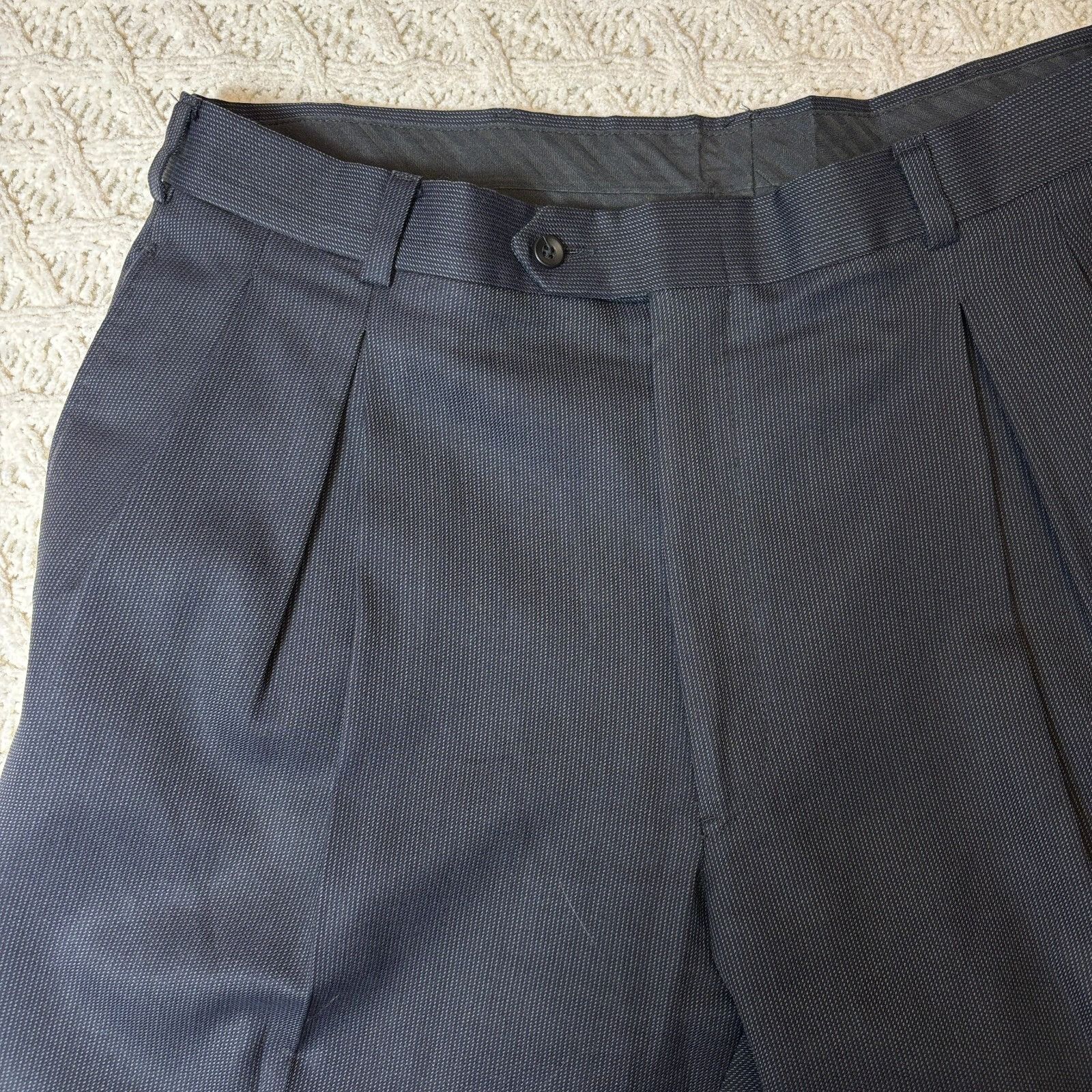 Pierre Cardin Pierre Cardin Suit Mens 46L Navy Wool Miltons Blazer & 36x32 Size 46L - 14 Thumbnail