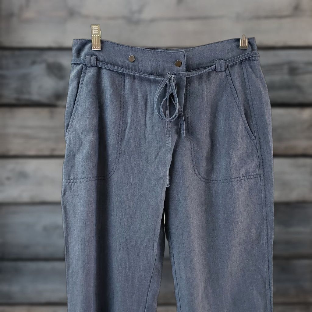 Vince Vince Womens Cropped Pants Sz 0 Solid Blue Lyocell Mid Rise Inseam 24" Cropped 9.5" Zip Snap Pattern: Solid Size 25" / US 0 / IT 36 - 1 Thumbnail