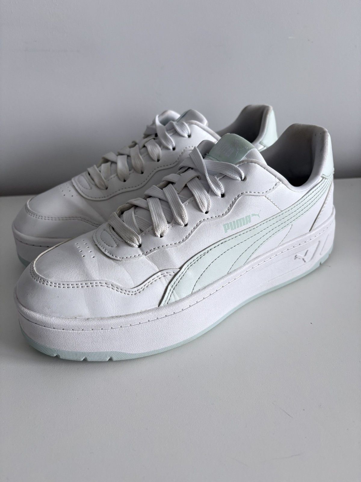 Puma Puma Carina Lift white mint leather platform women's size 40 Size US 10 / IT 40 - 1 Thumbnail